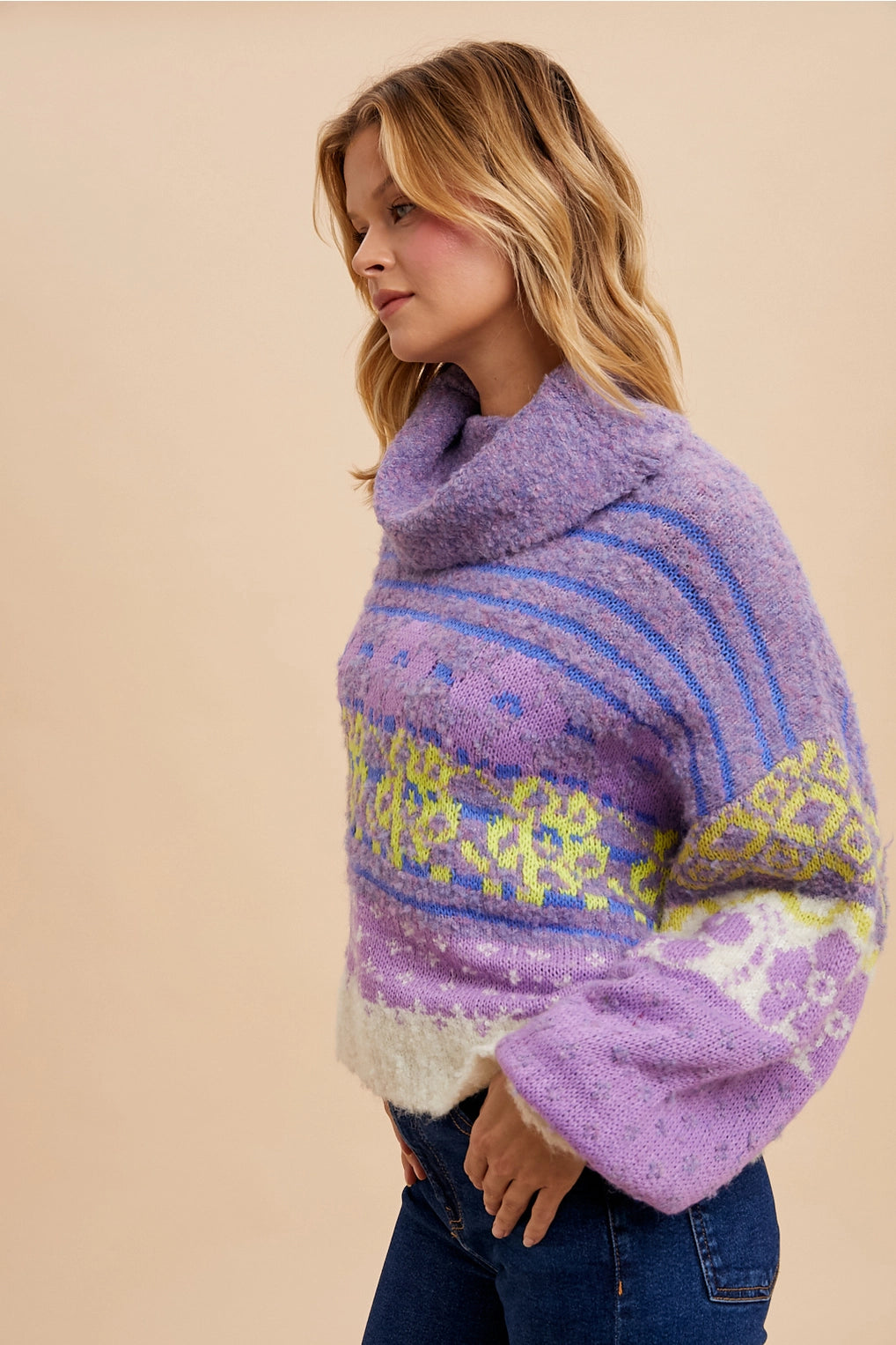 Periwinkle Printed Turtleneck