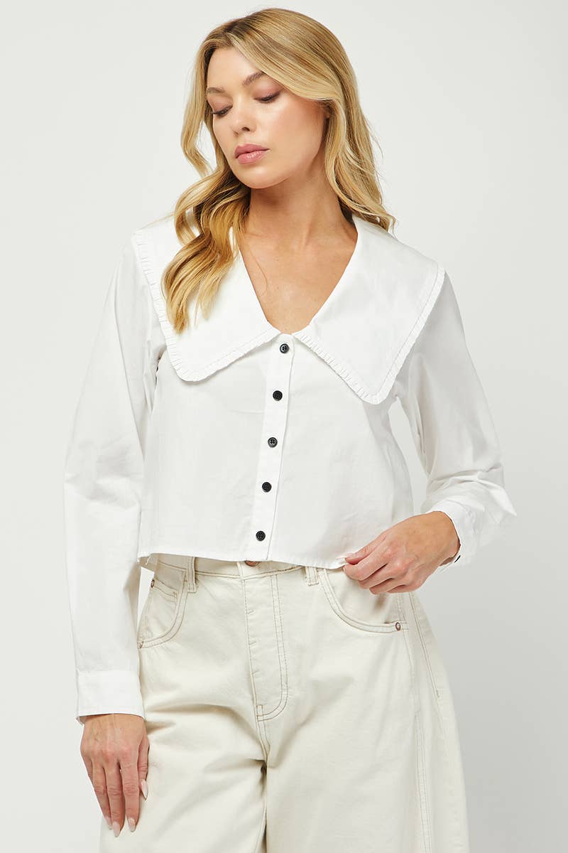 Oversized Collar Button-Down