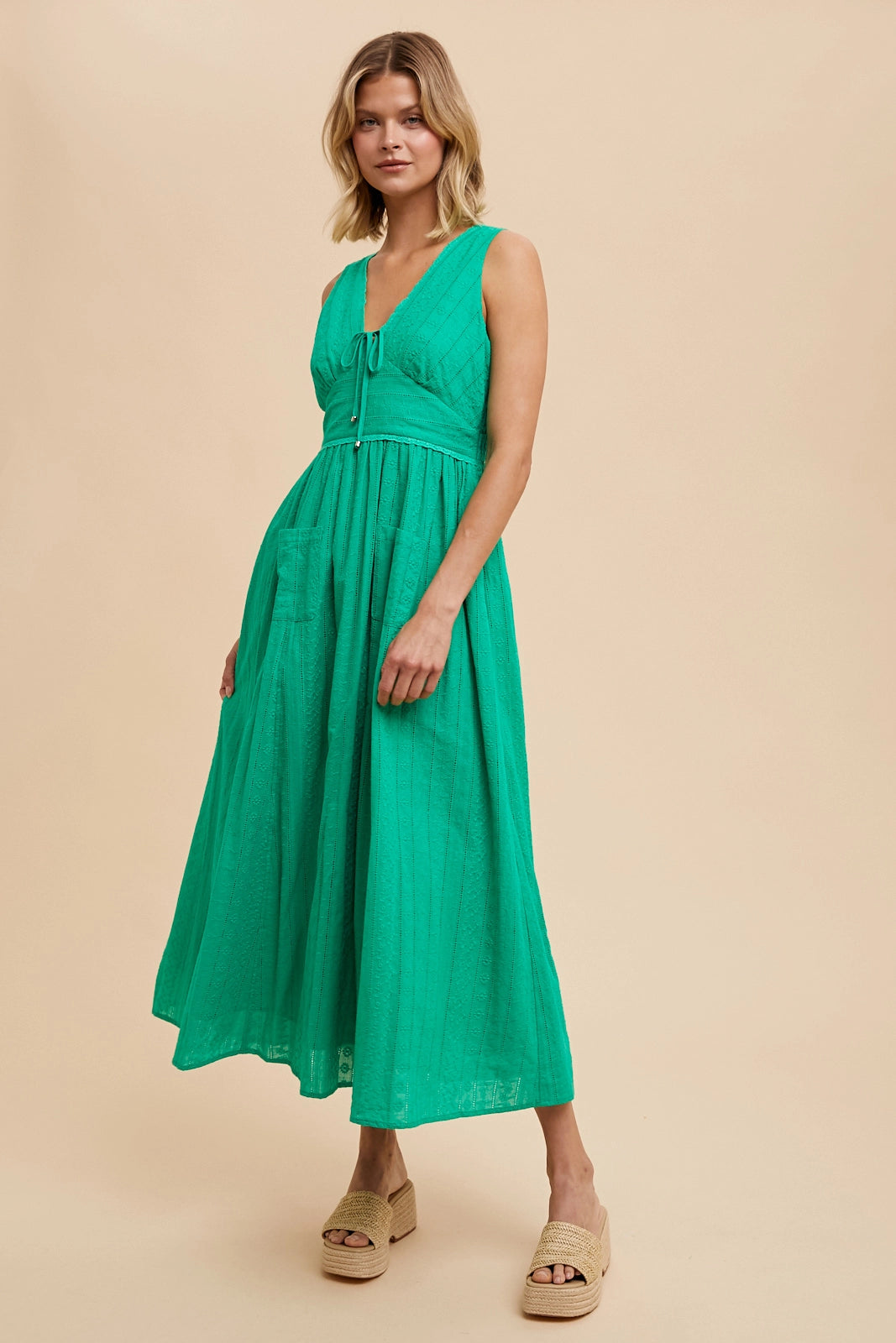 Kelly Green Cotton Eyelet Dress