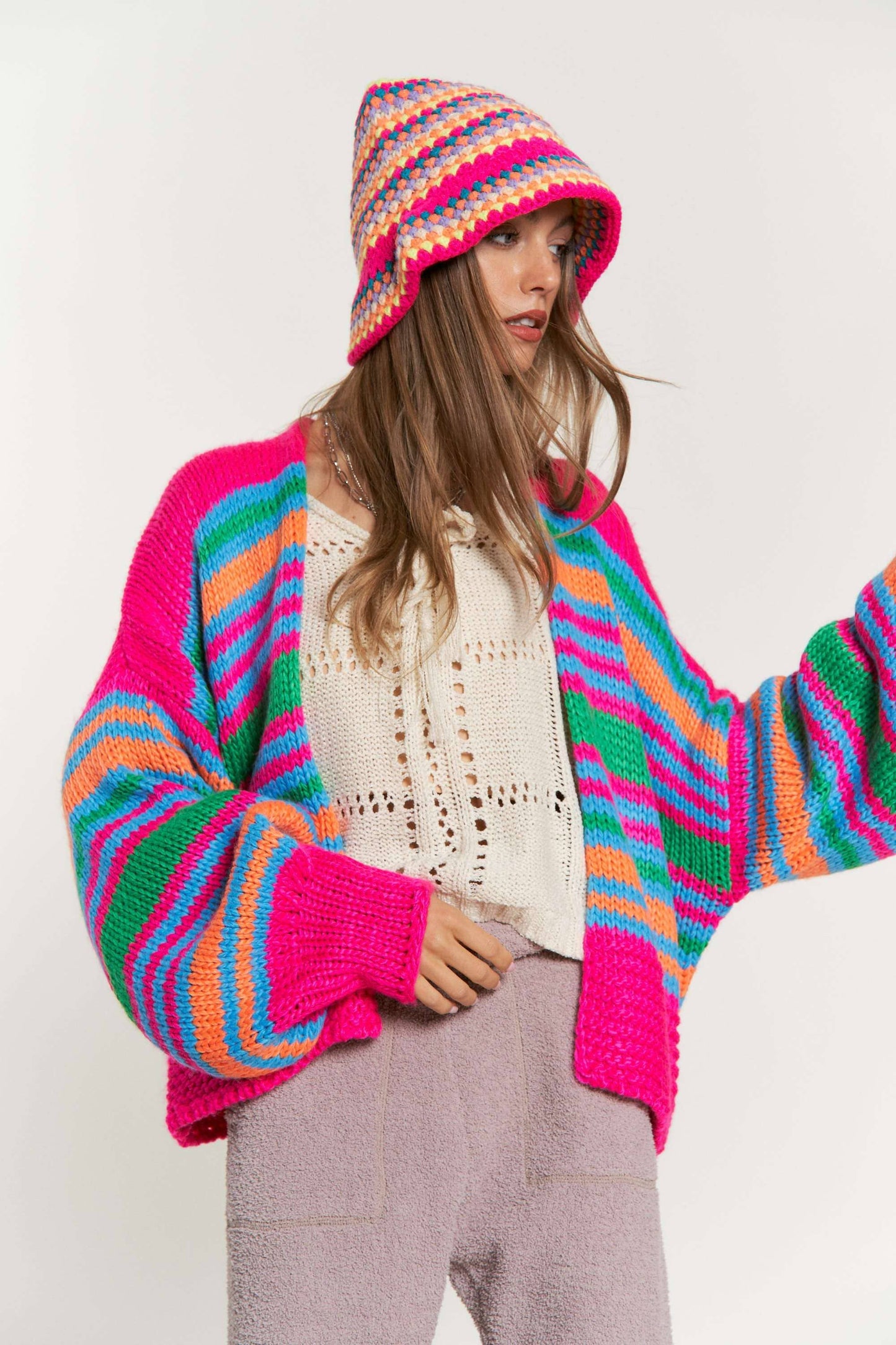 Striped Chunky Knit Cardi