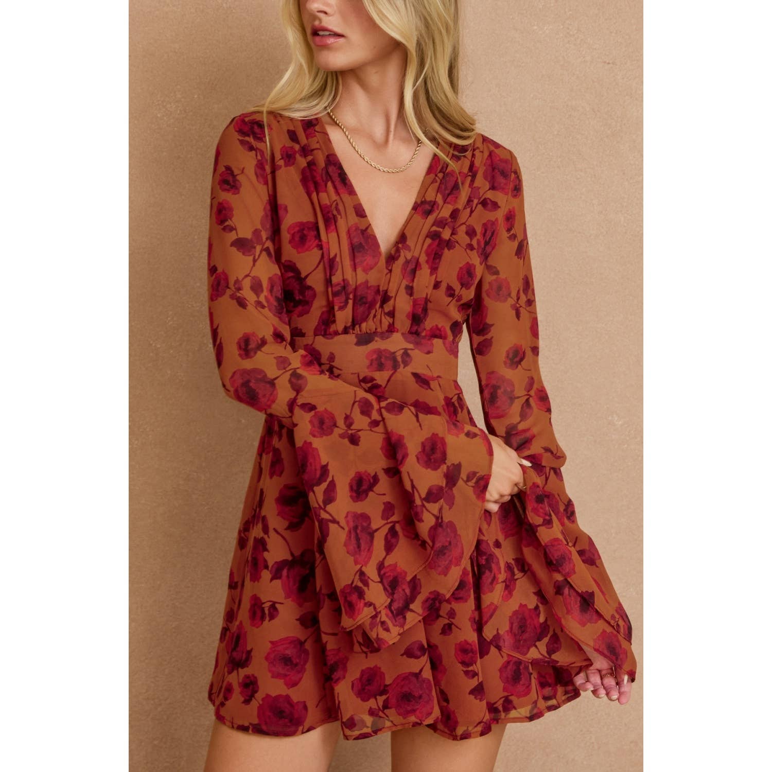 Canyon Ruffled Sleeve Mini Dress