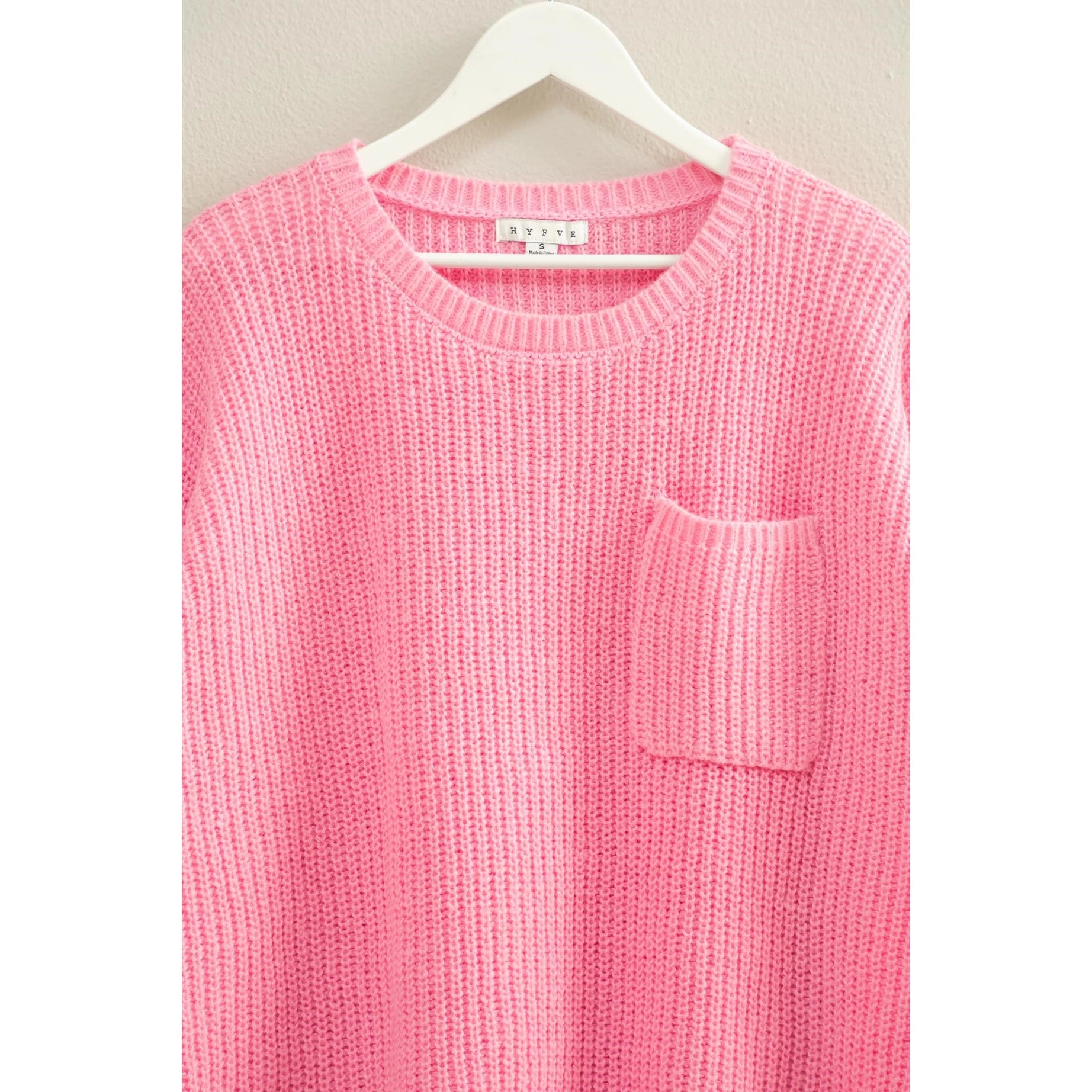 Oversized Ribbed Knit Sweater (Pink)