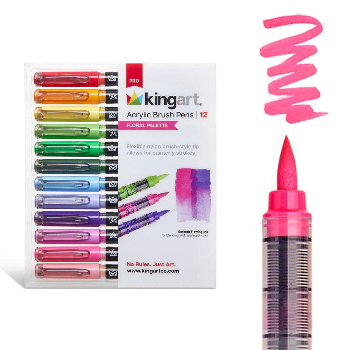 PRO Acrylic Paint Brush Pens - 12 Floral Colors | KINGART