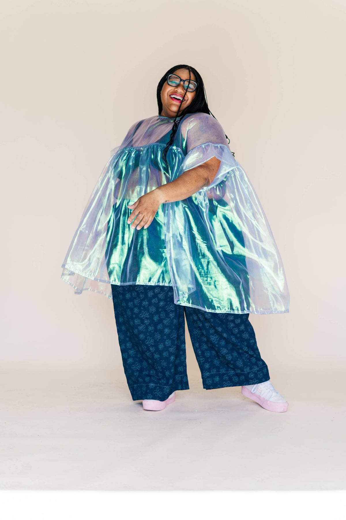 Sheer Blue Metallic Mini Dress | NETTLE STUDIOS