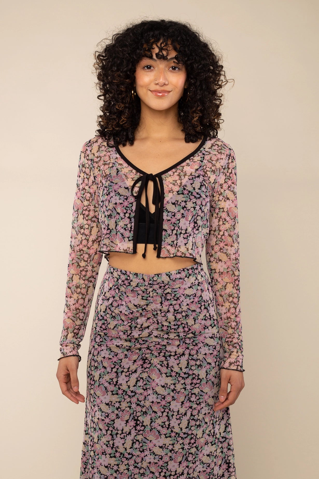 Floral Mesh Cover-Up Top