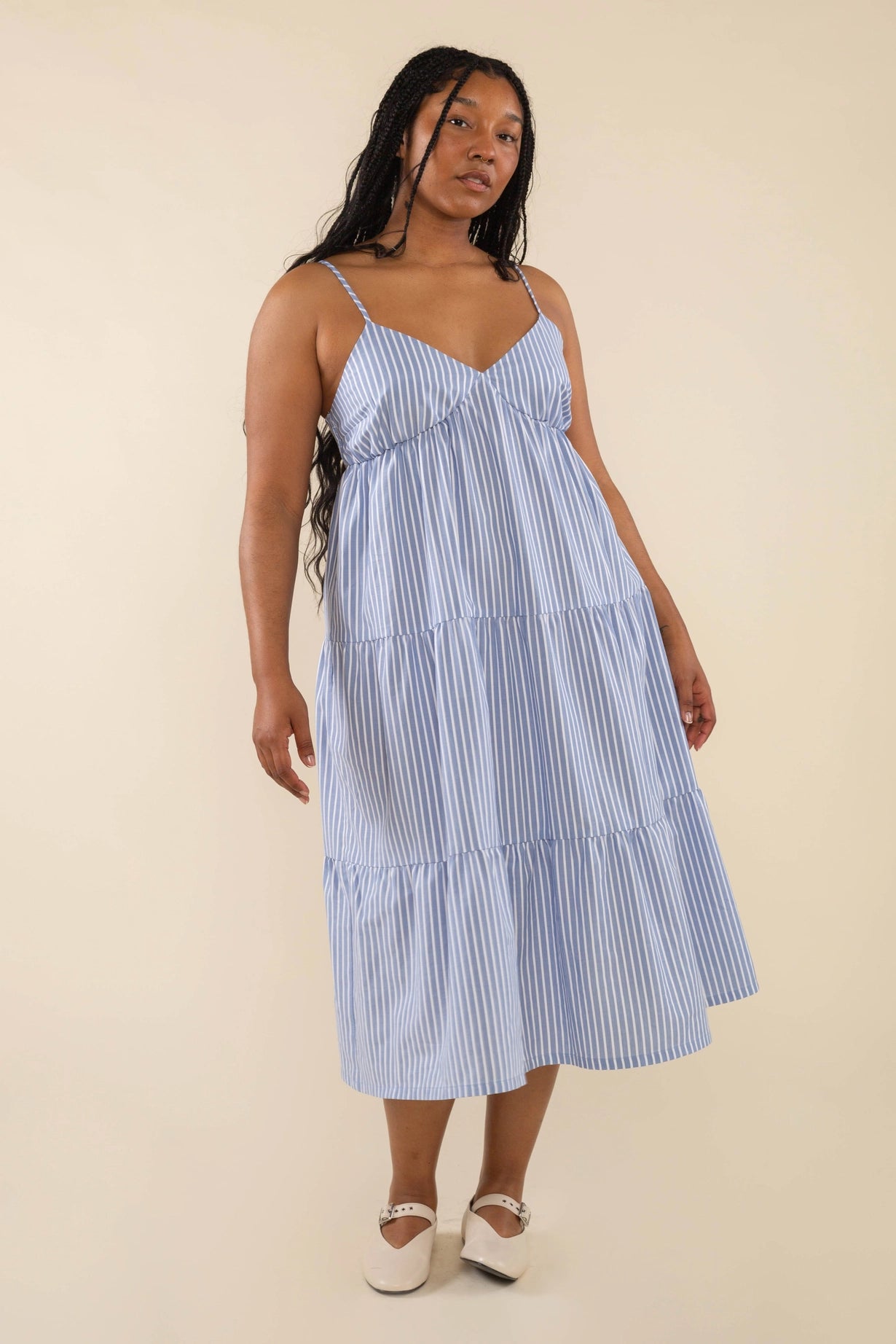 Colette Pinstripe Midi Dress