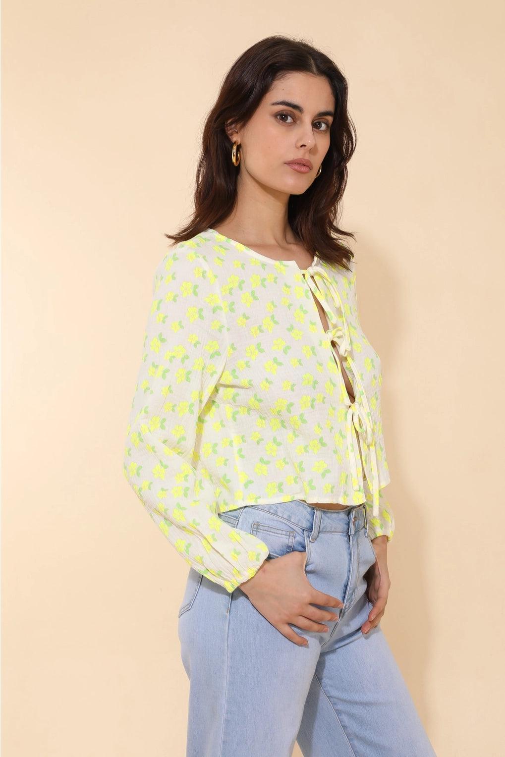 Jaune Fleurs Blouse