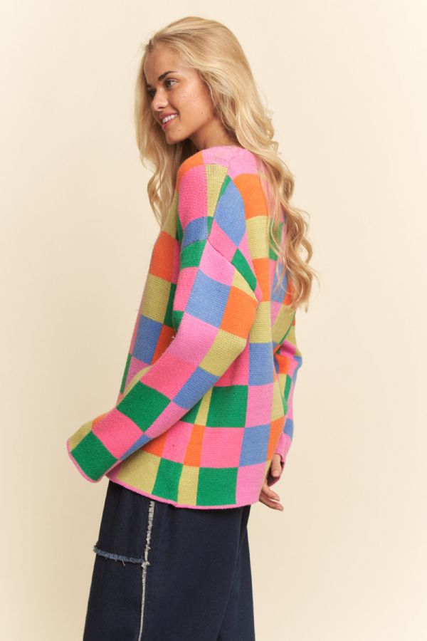 Rainbow Checkerboard Sweater