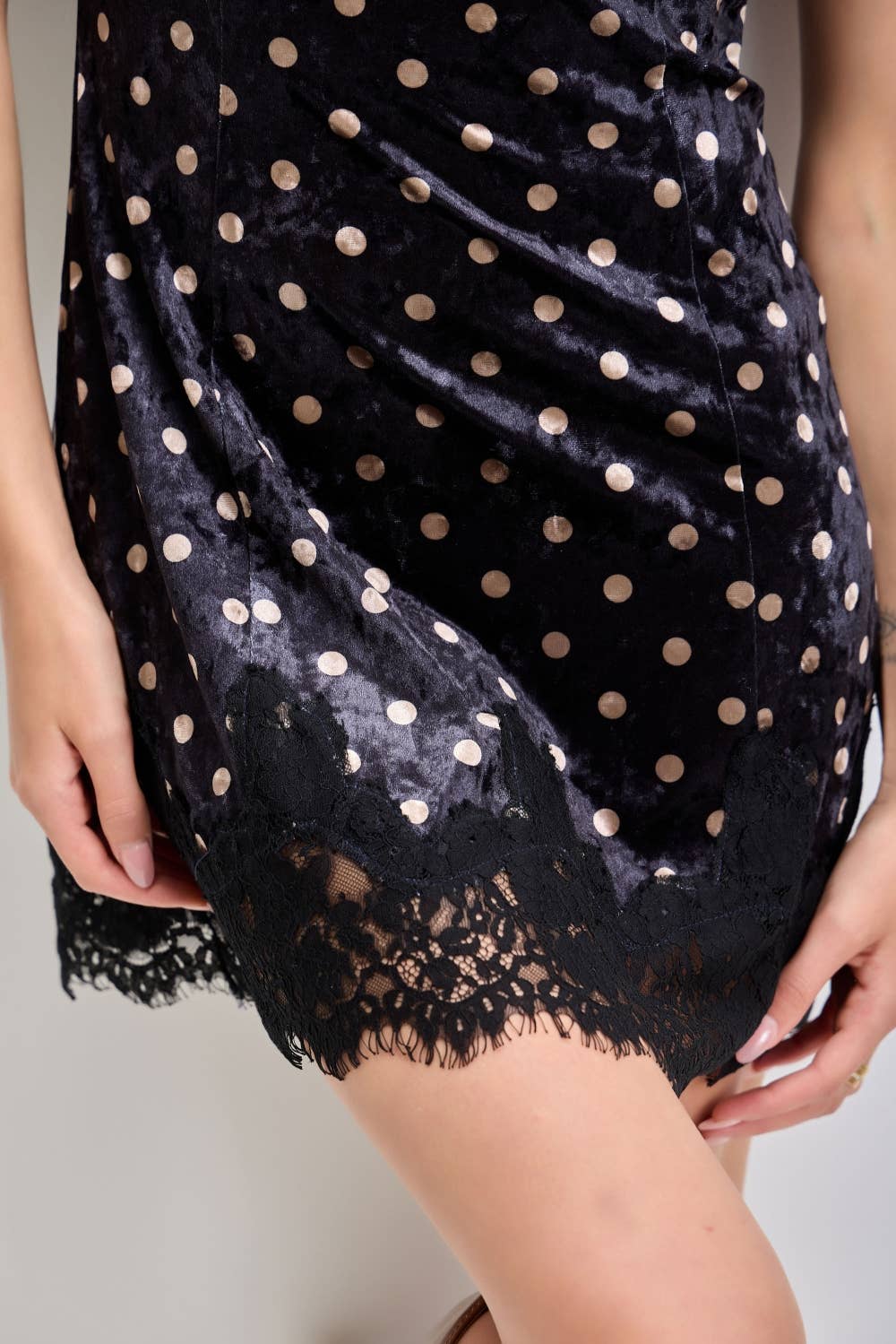 Dottie Lace-Trim Velvet Minidress