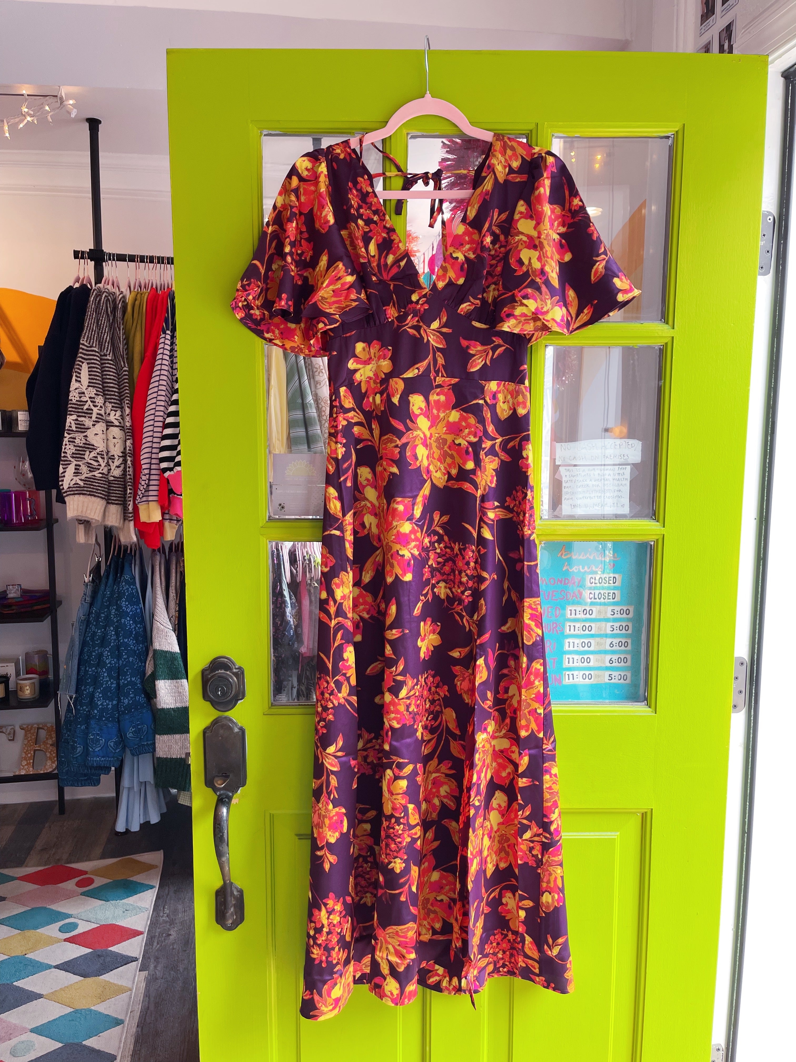 Bordeaux Flutter-Sleeve Maxi