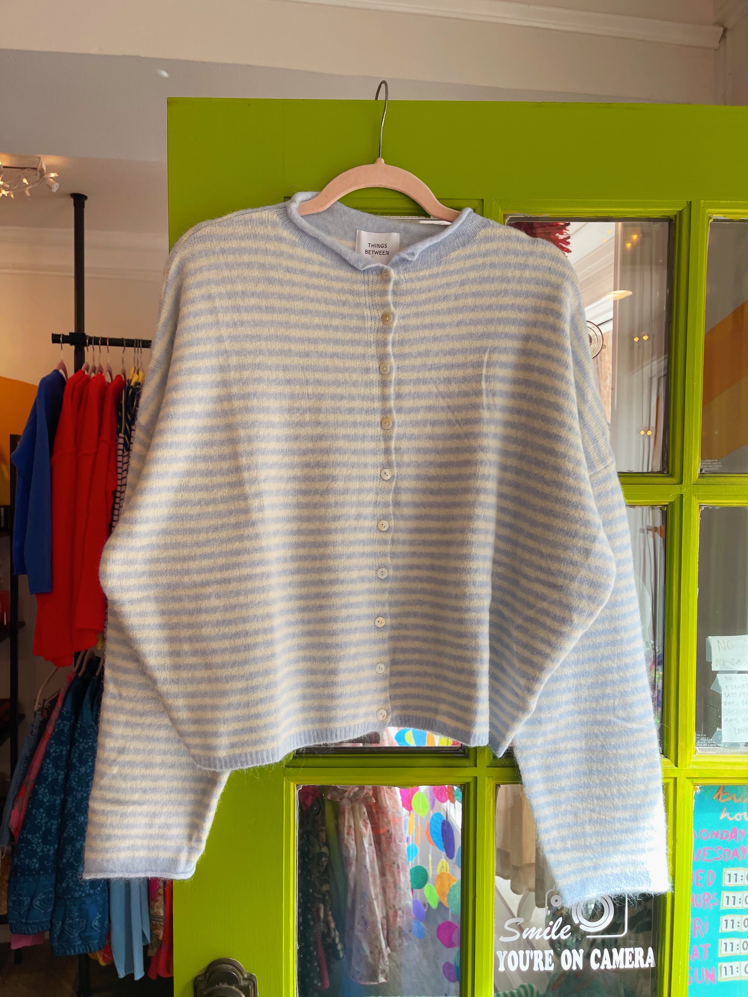 Simply the Best Cardi | Cloud (Mini Stripes)