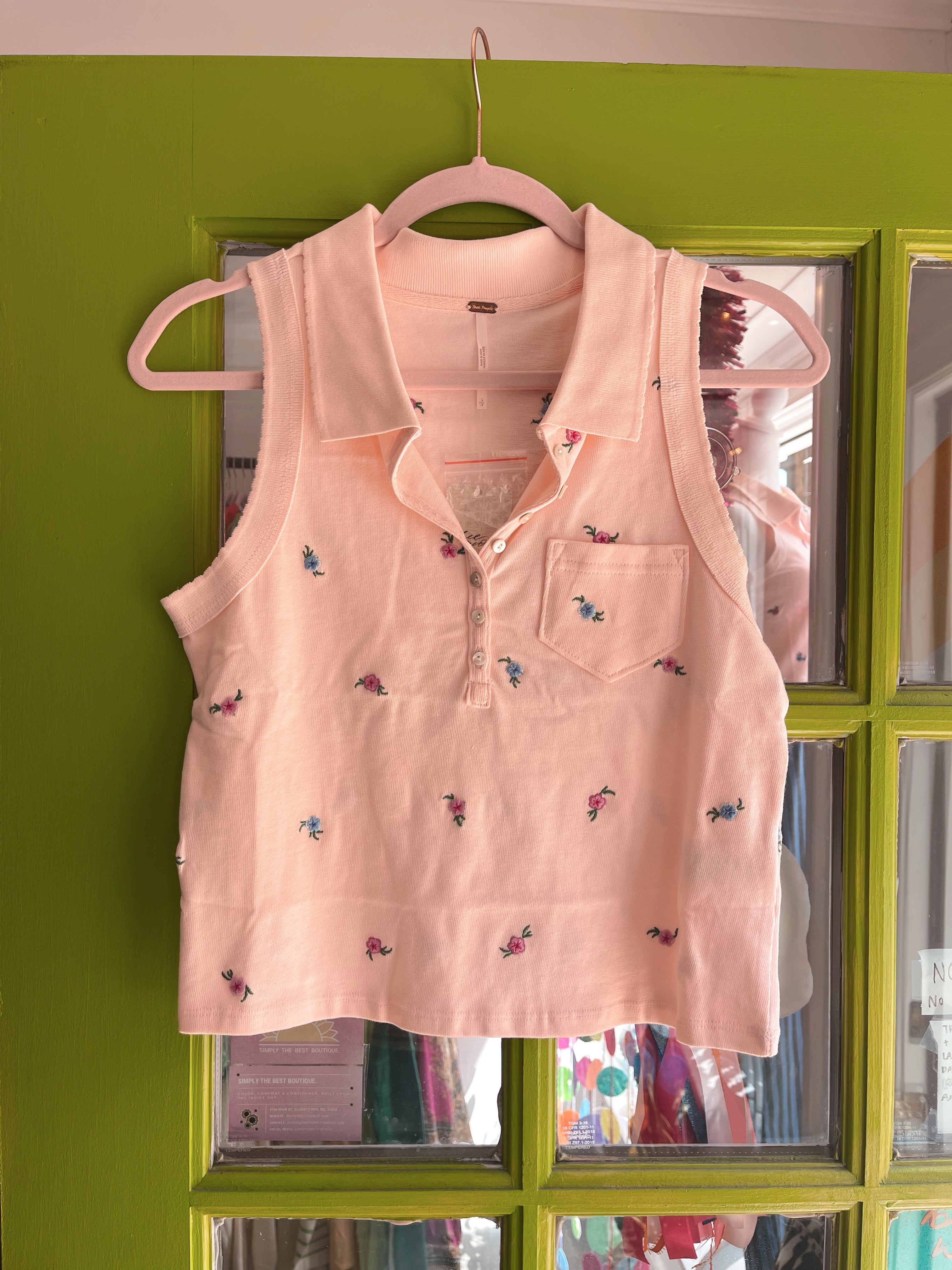 Pepper Knit Polo (Pink Marshmallow) | Free People