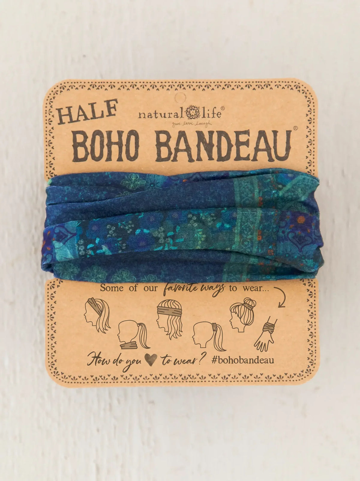 Half Boho Bandeau® Headband (Indigo Patchwork)