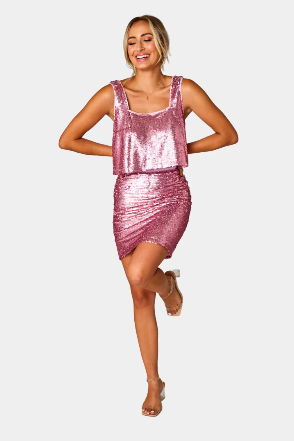 Shimmy & Shake Miniskirt | Rose