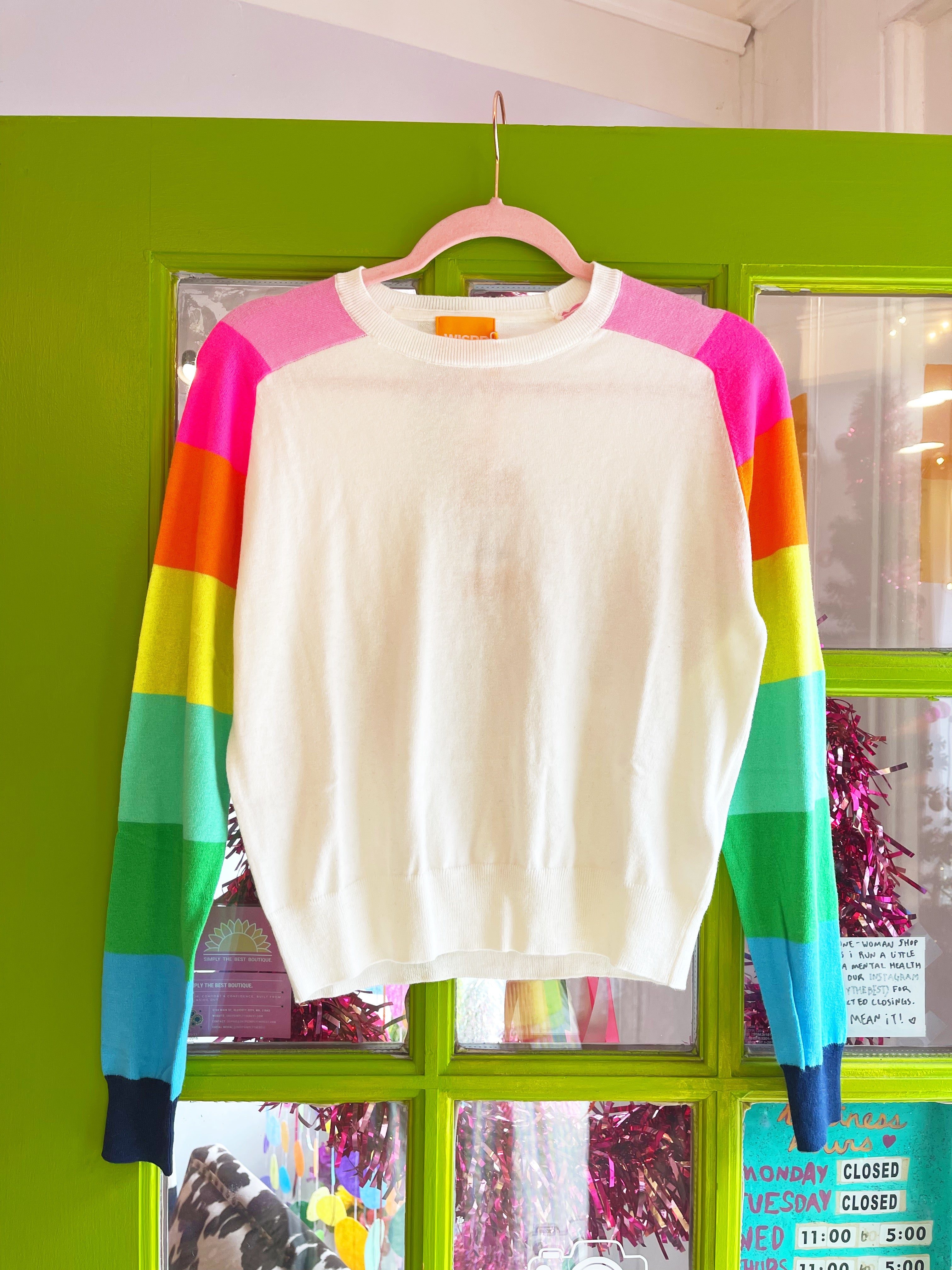 Rainbow Raglan Crew | BRODIE CASHMERE