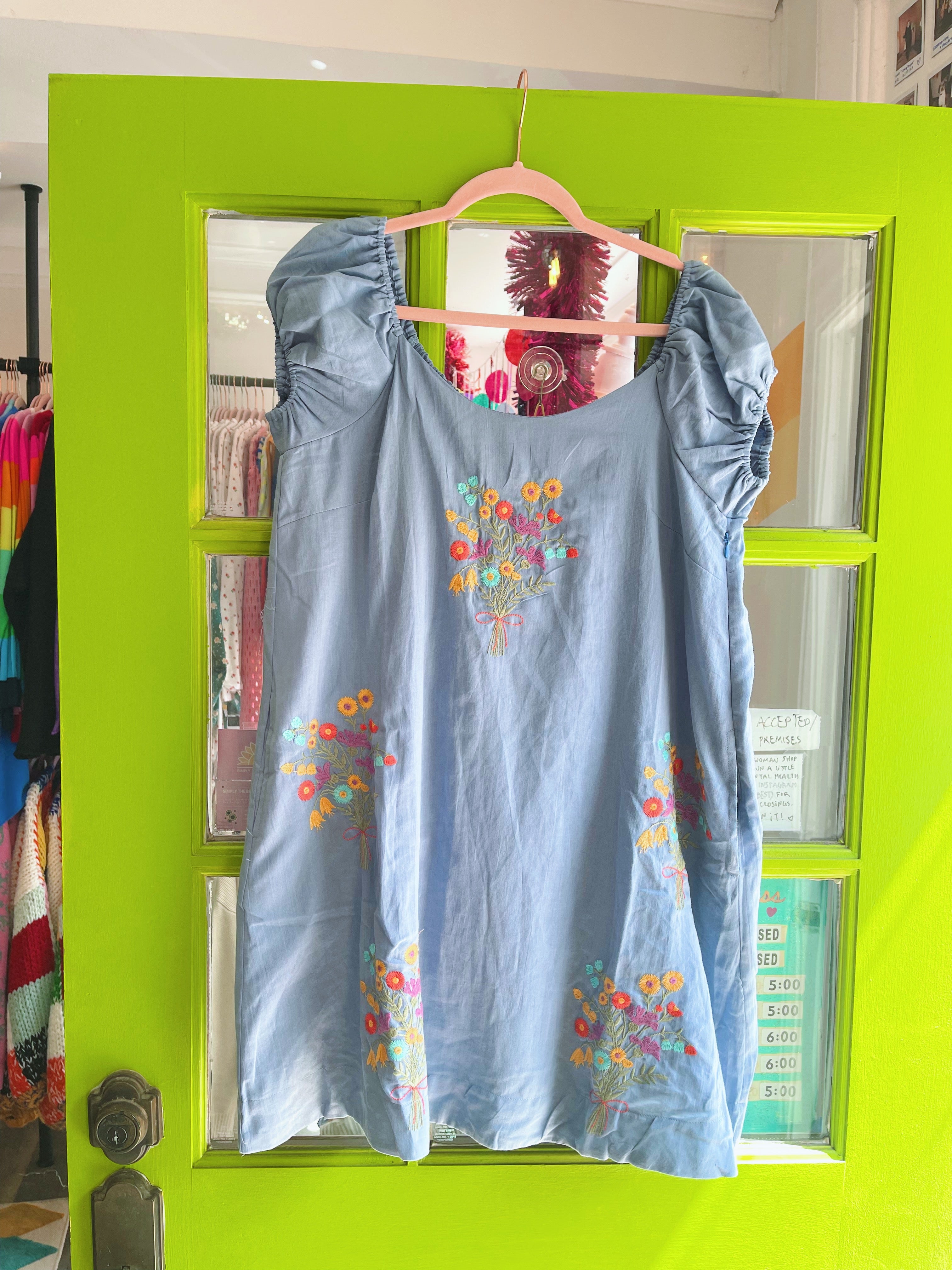 Bouquet Cotton Minidress (Cornflower)
