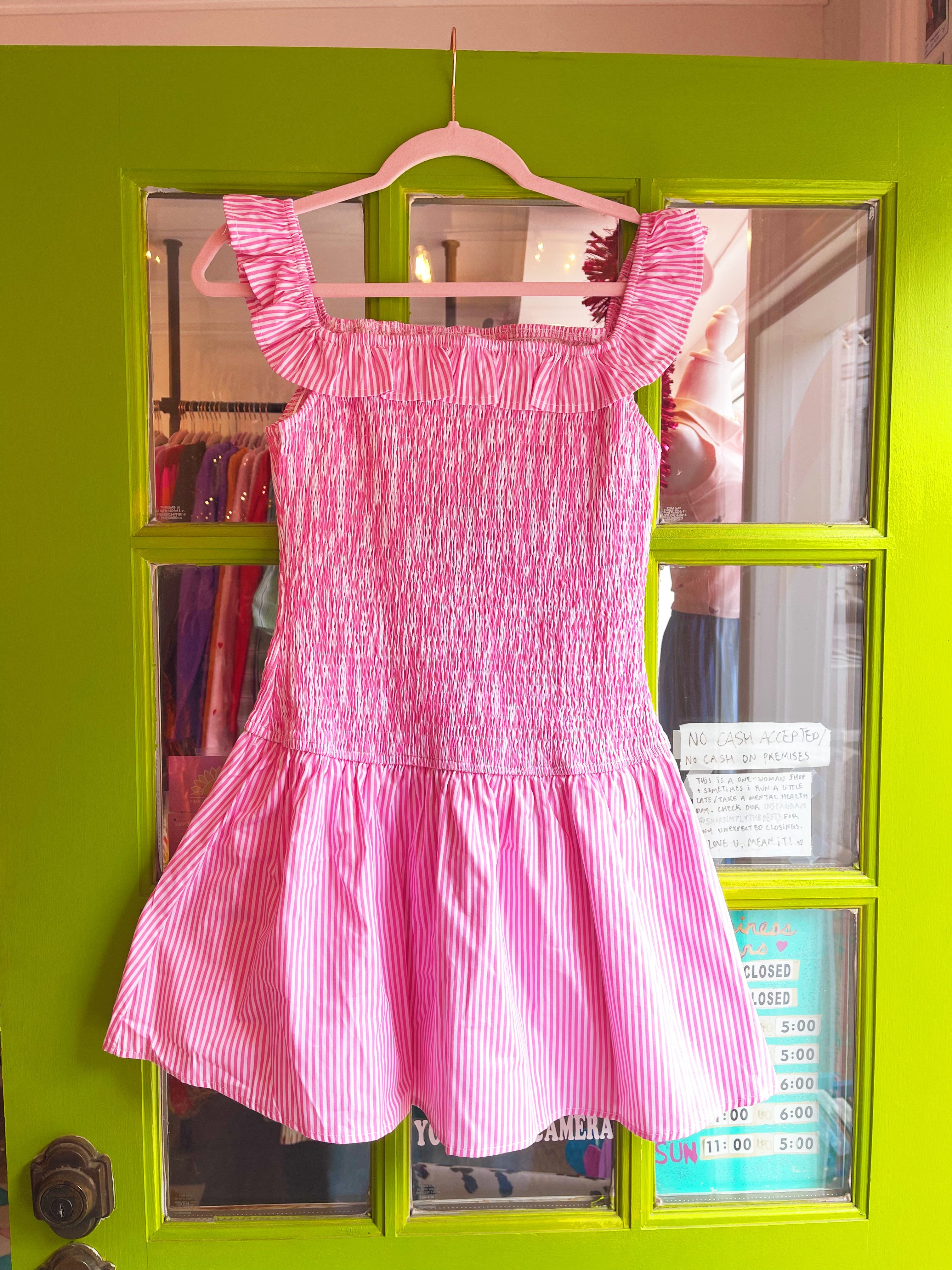 Drop-Waist Smocked Minidress