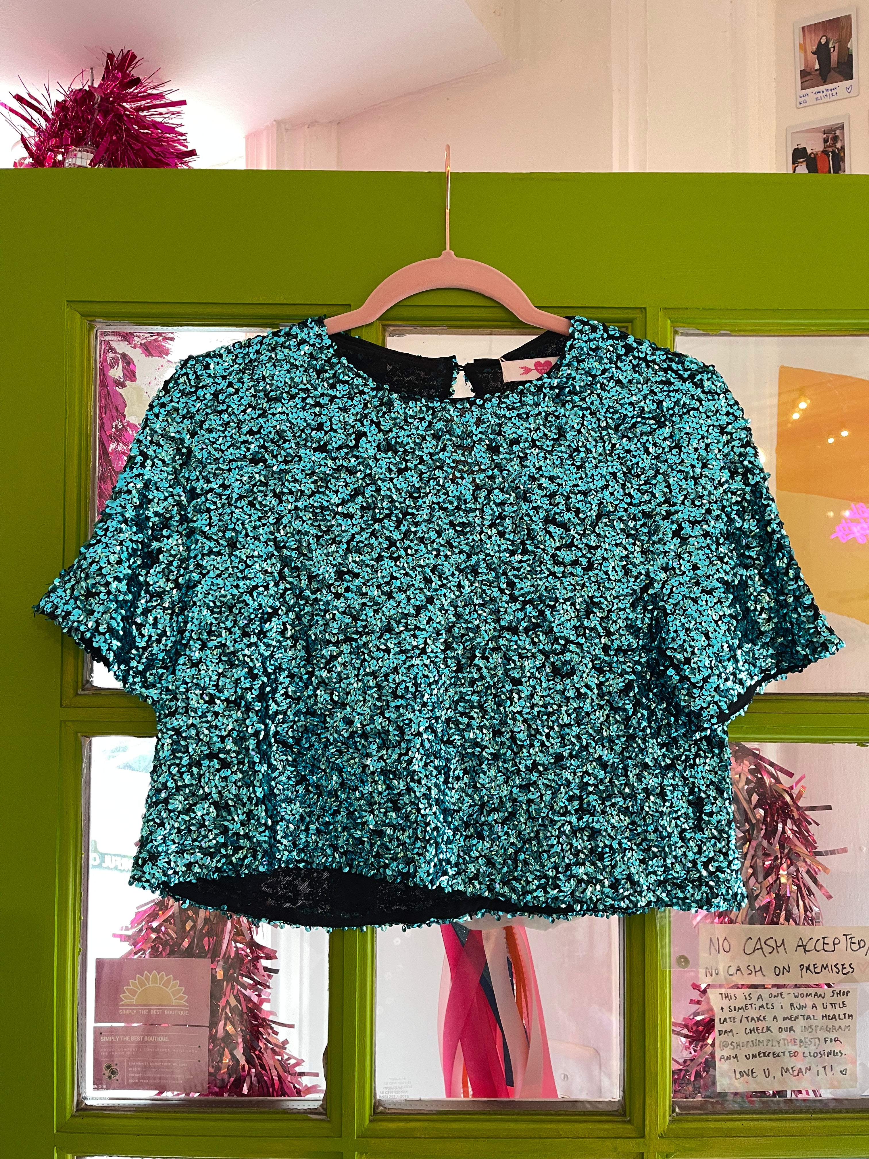 Shimmy & Shake Cropped Tee | Teal
