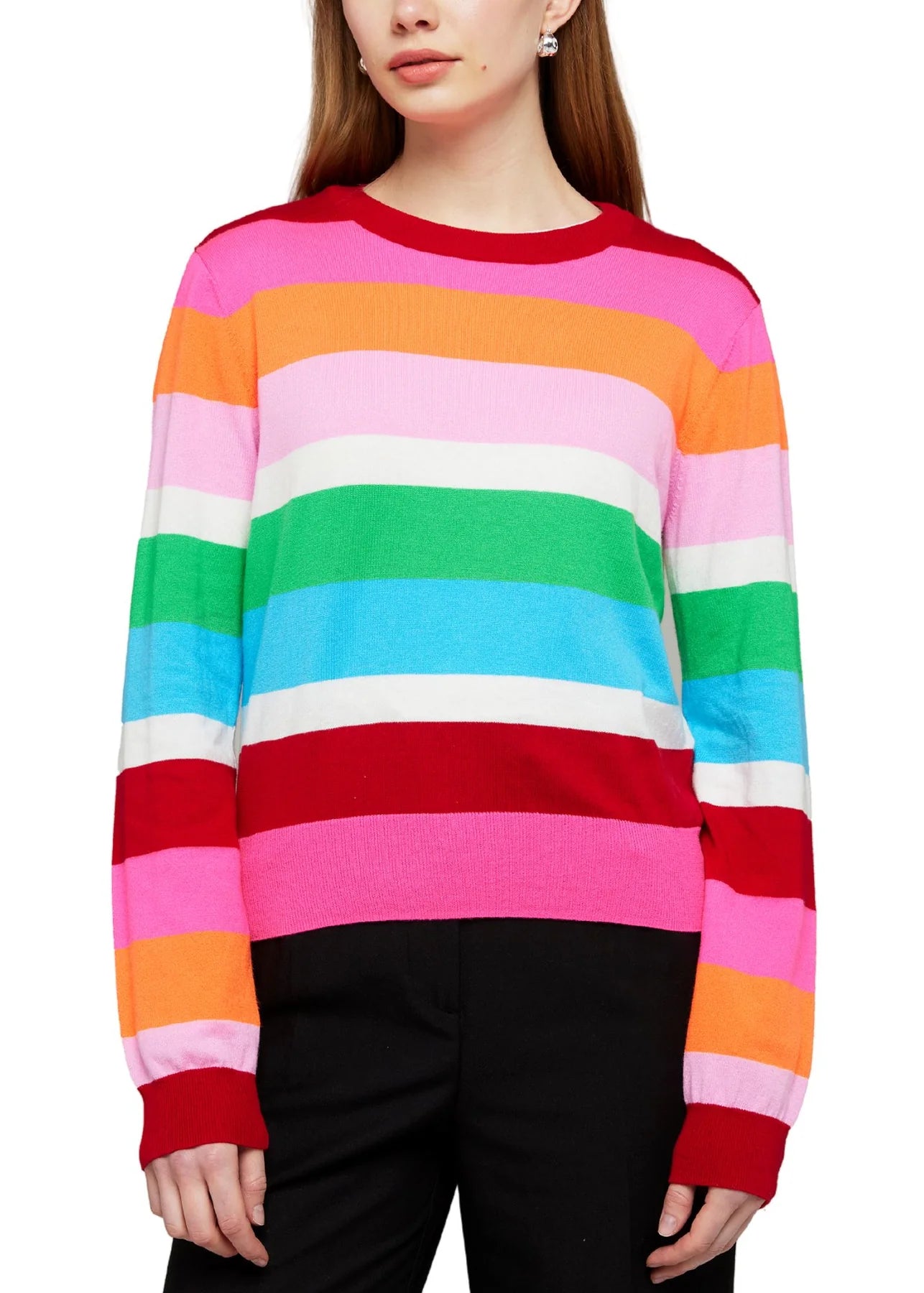 Multi Stripe Crew | BRODIE CASHMERE