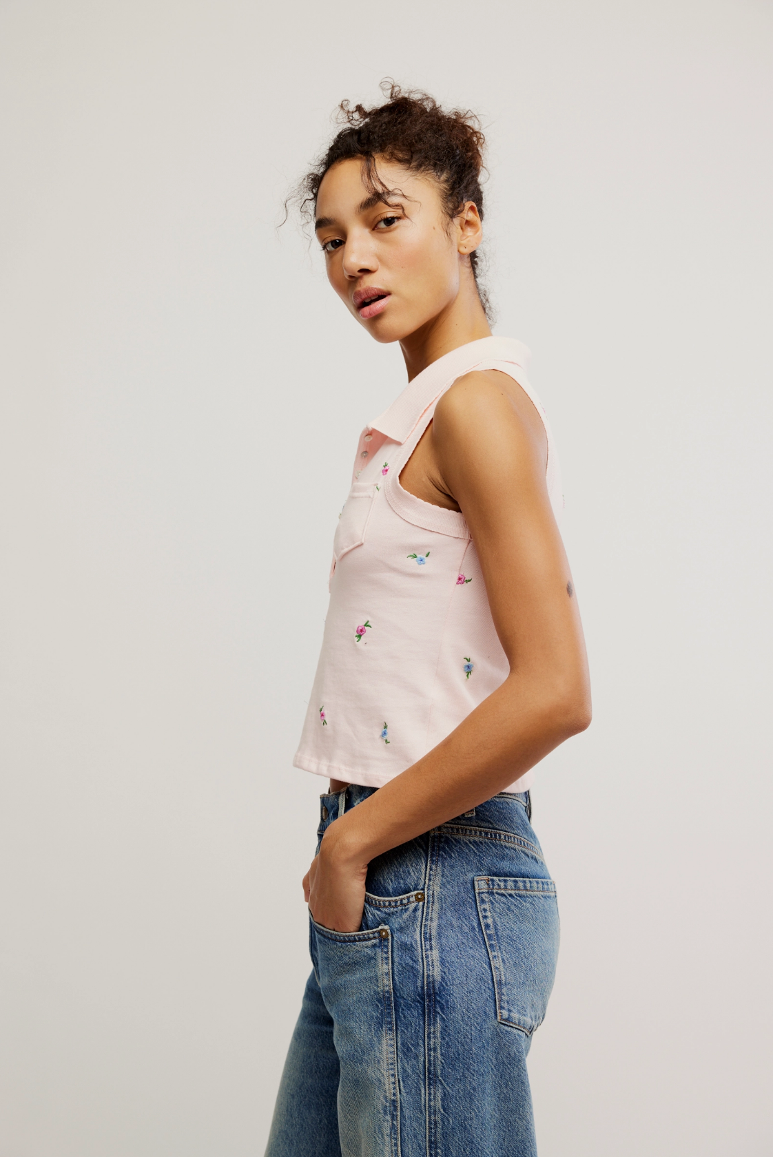 Pepper Knit Polo (Pink Marshmallow) | Free People