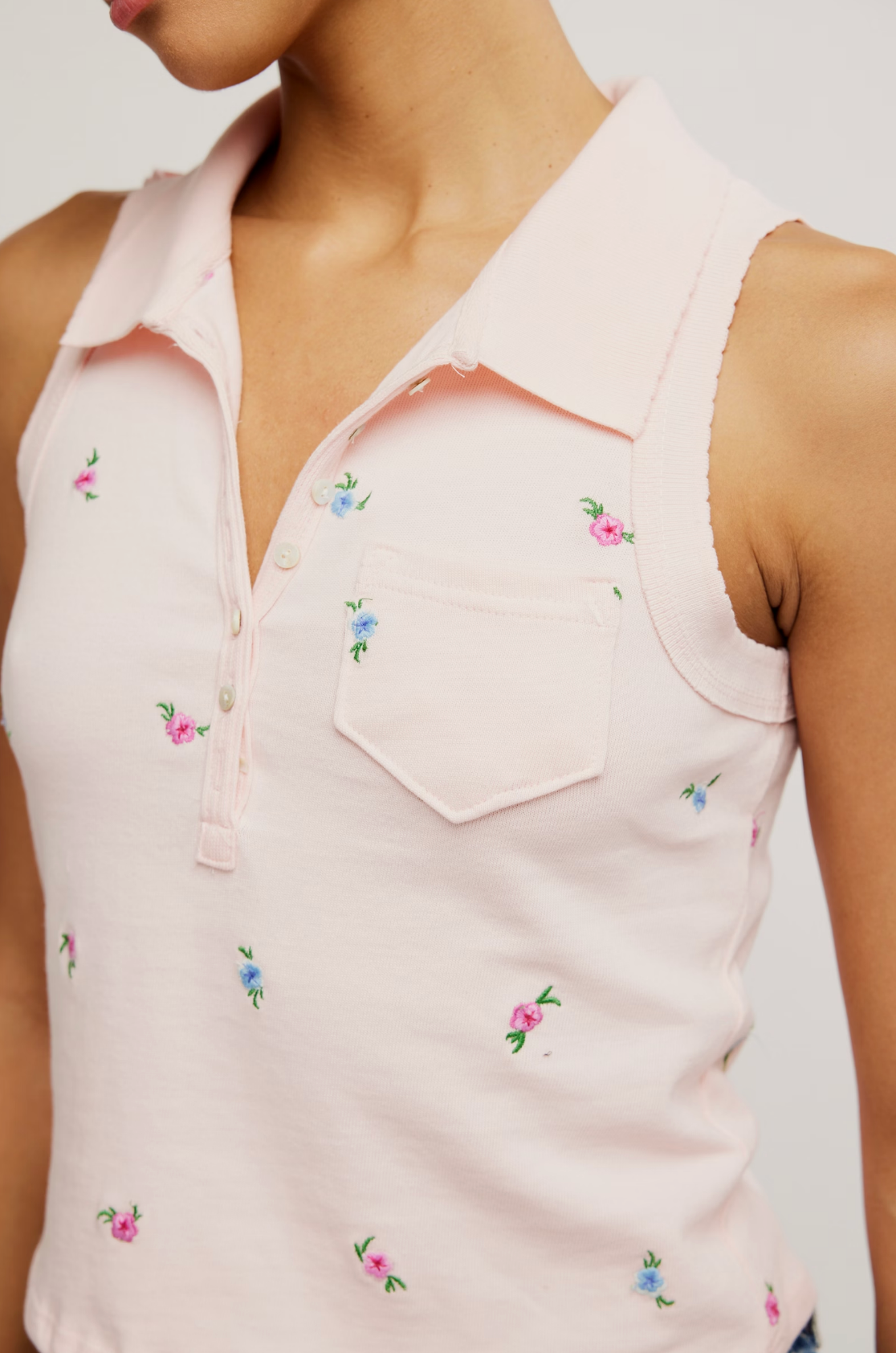 Pepper Knit Polo (Pink Marshmallow) | Free People