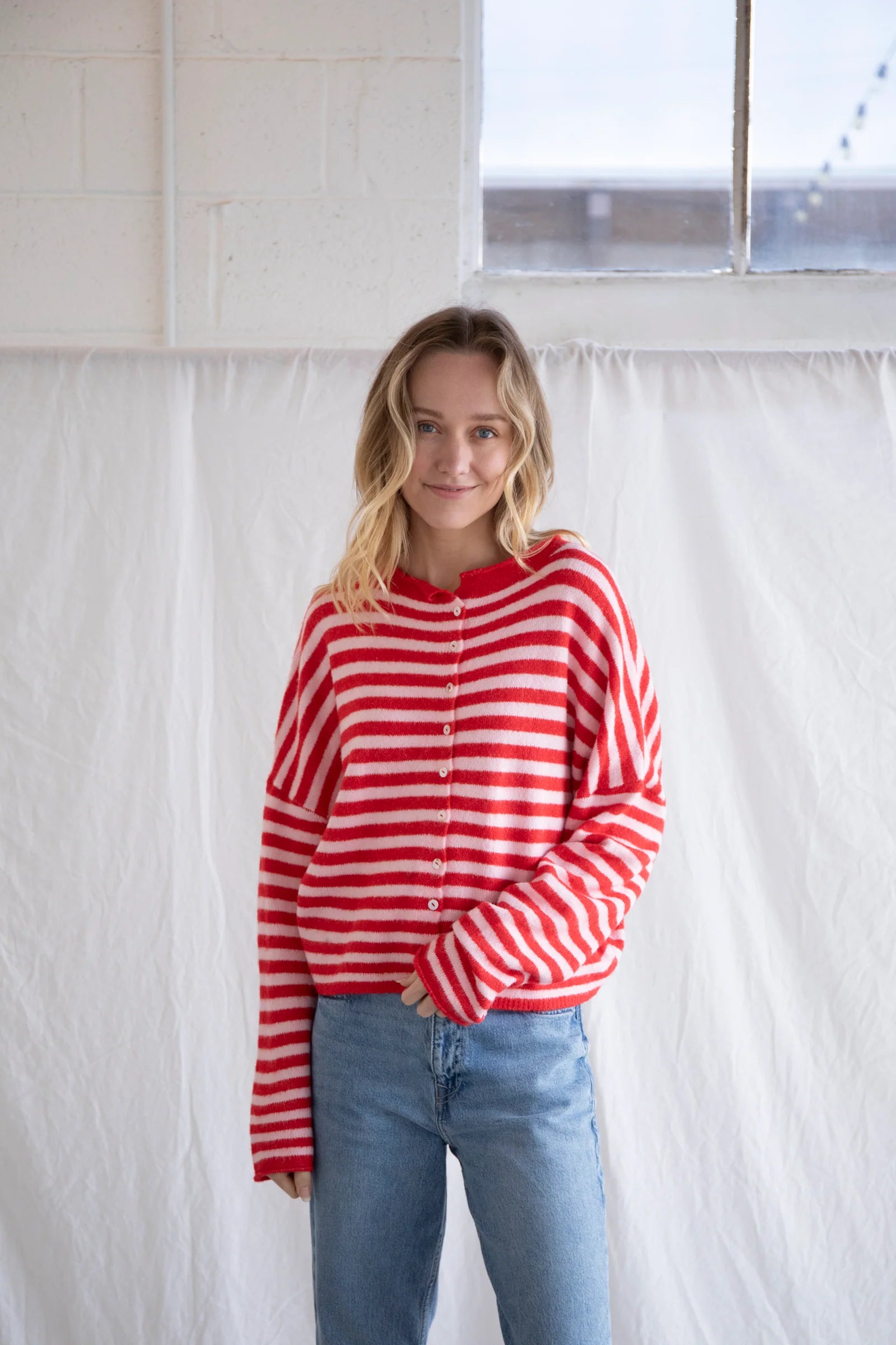 Simply the Best Cardi | Pink + Red (Striped)
