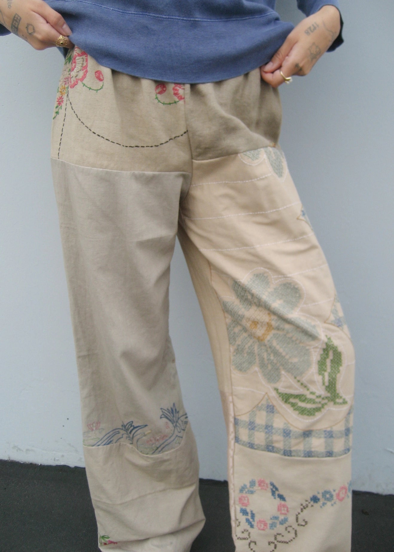 Upcycled Embroidered Pants | AMERICAN RECYCLED CLOTHING