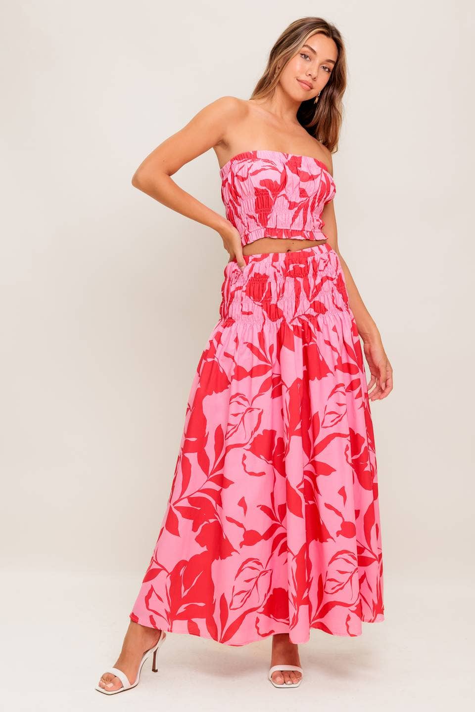 Hibiscus Smocked Midi Skirt