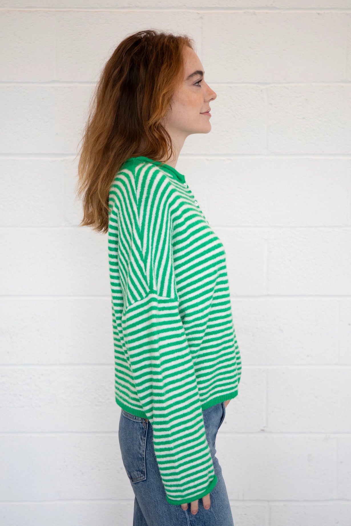 Simply the Best Cardi | Green (Mini Stripes)