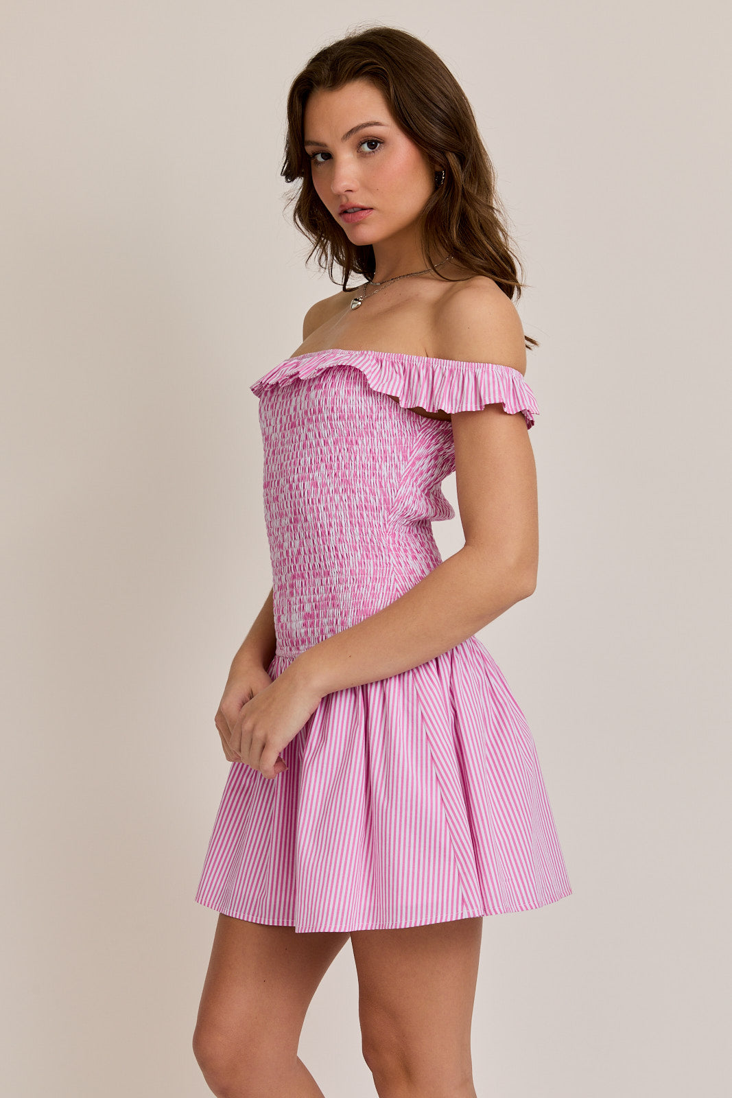 Drop-Waist Smocked Minidress