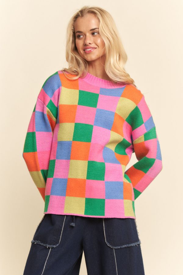 Rainbow Checkerboard Sweater