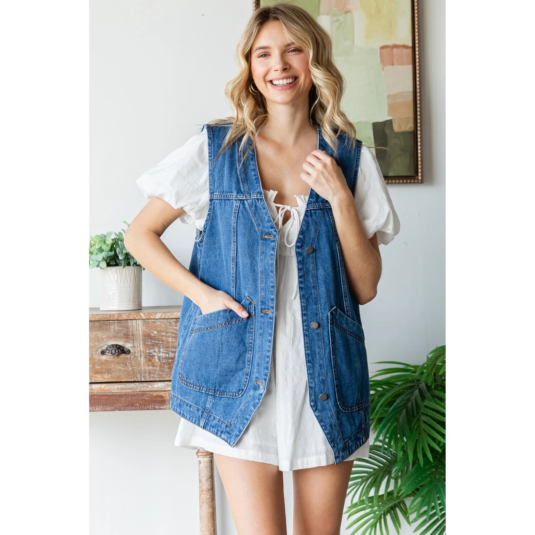 Lainey Longline Denim Vest
