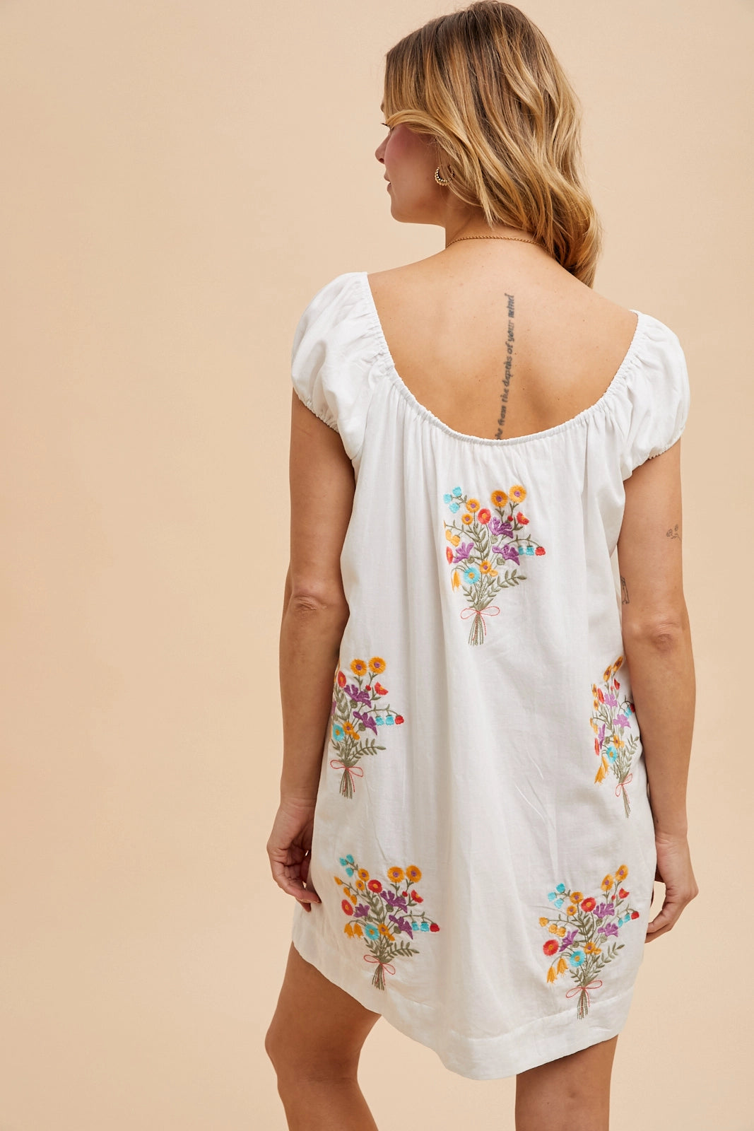 Bouquet Cotton Minidress (White)