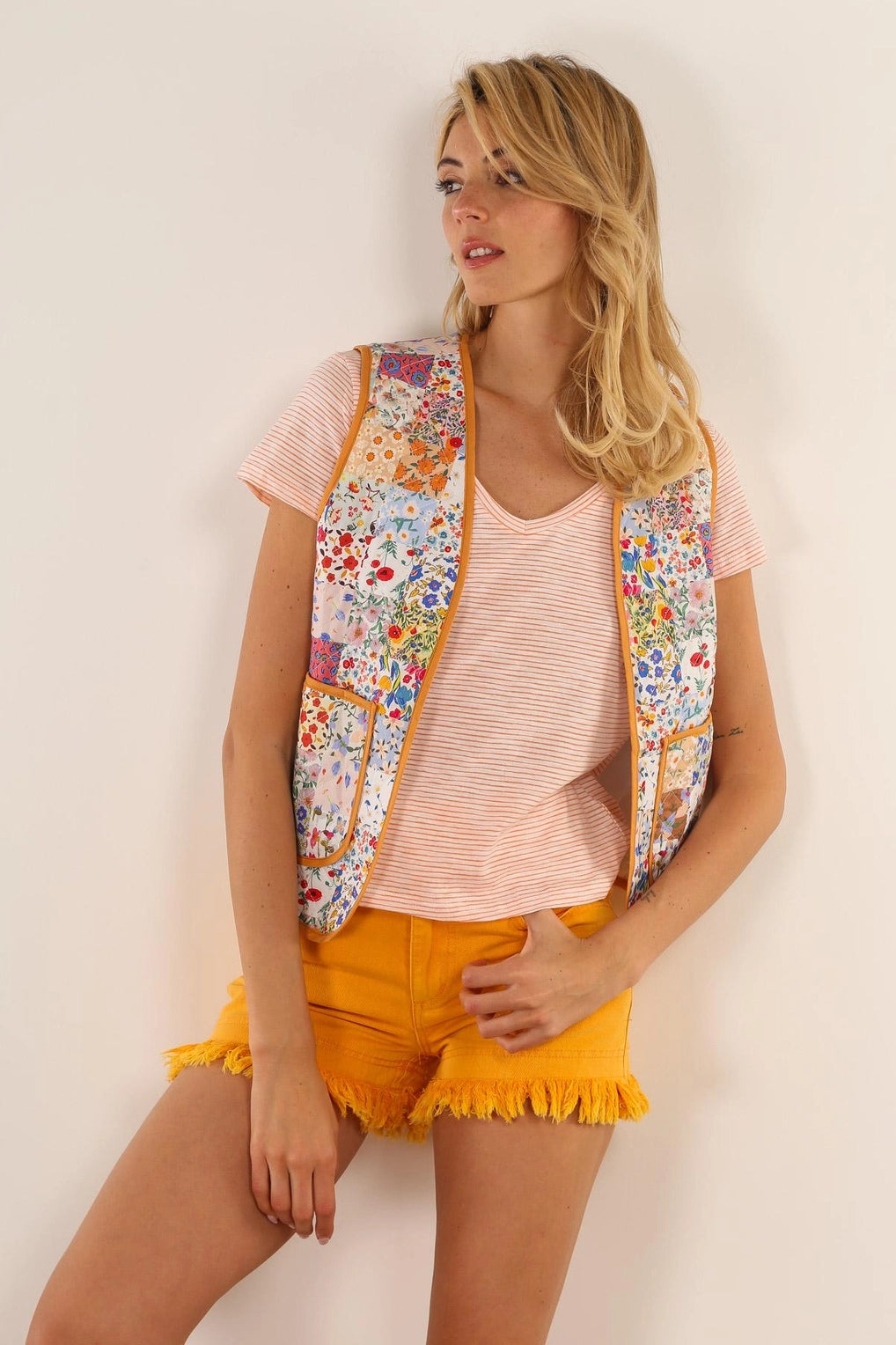 Quilted Floral Vest