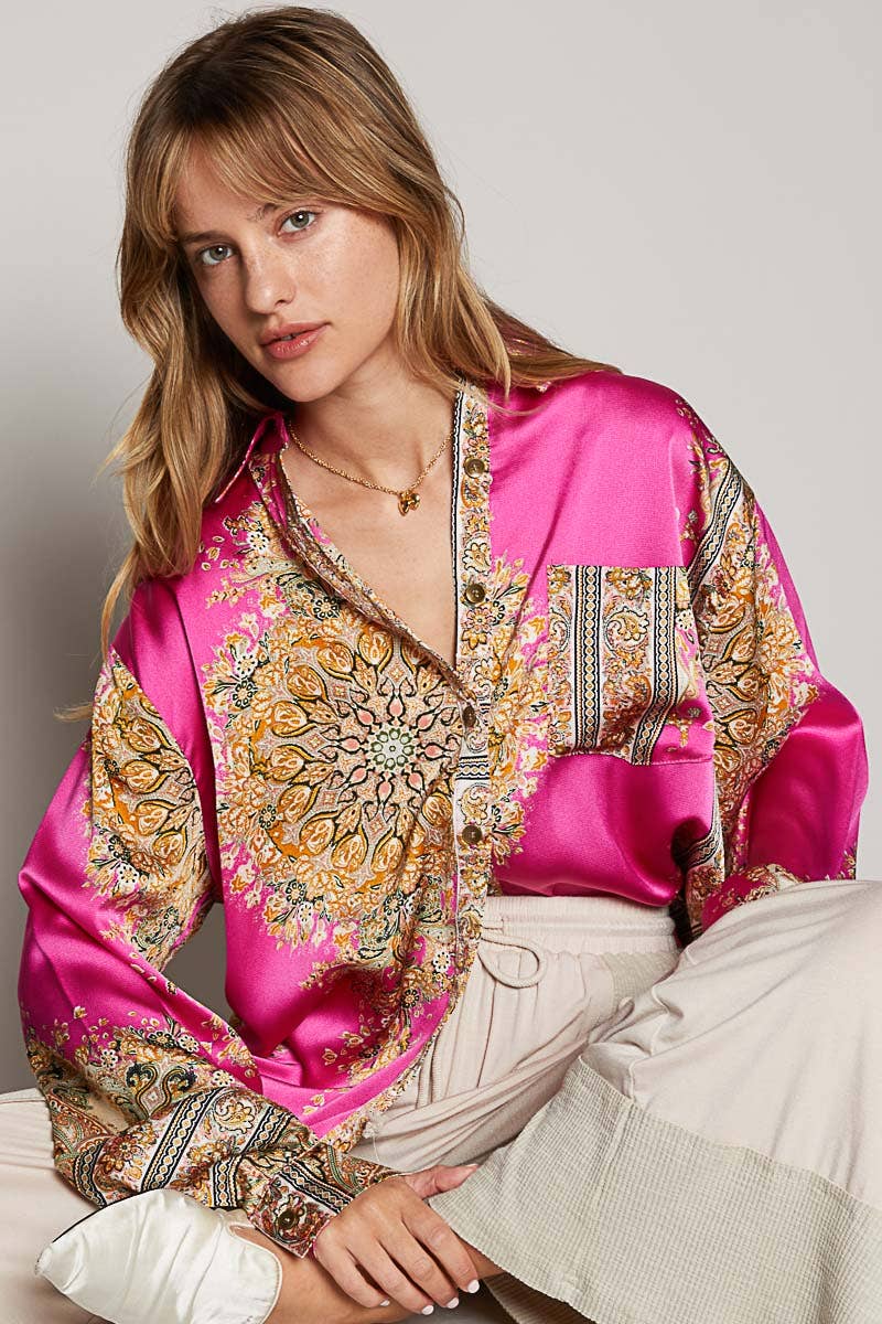 Silky Paisley Button-Down