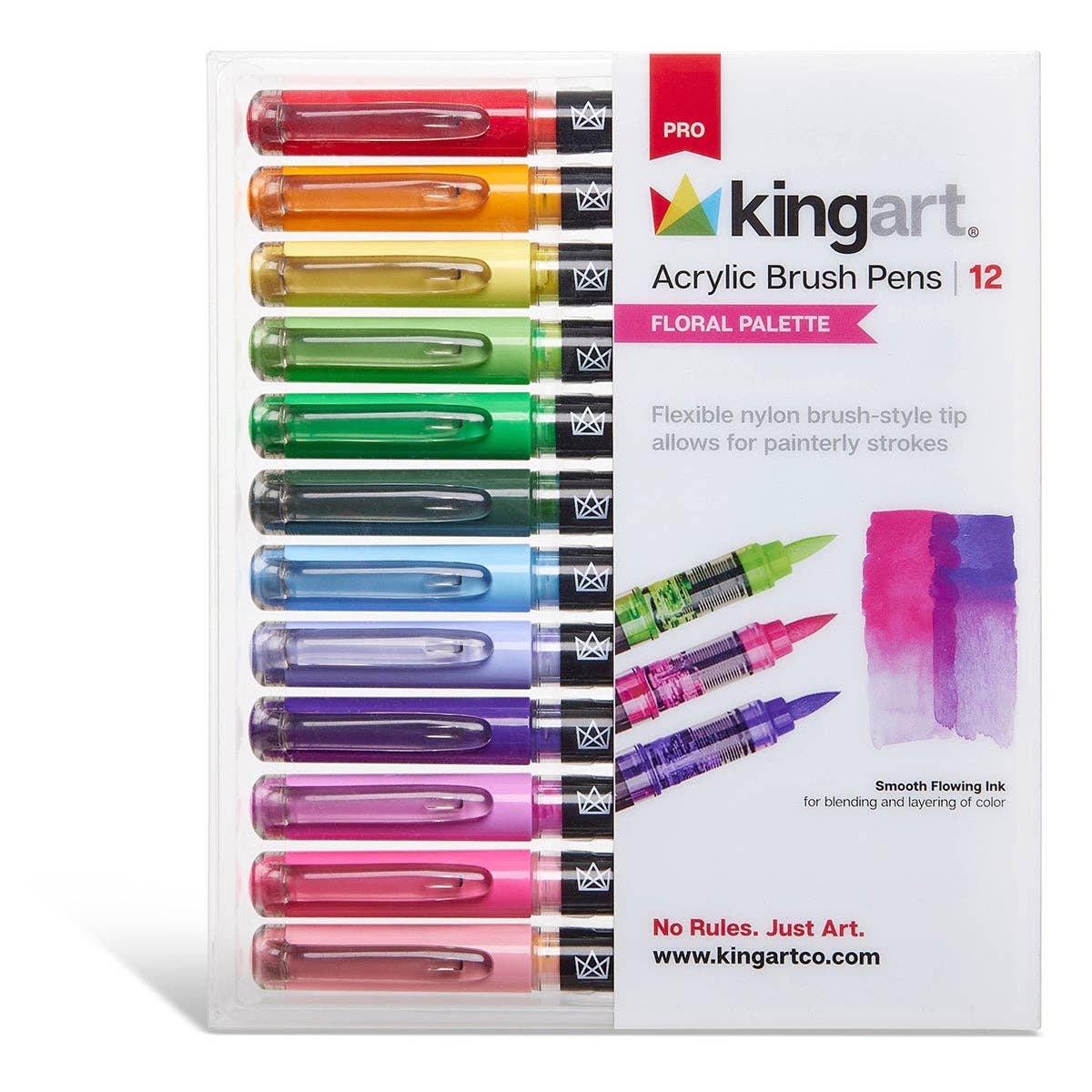 PRO Acrylic Paint Brush Pens - 12 Floral Colors | KINGART