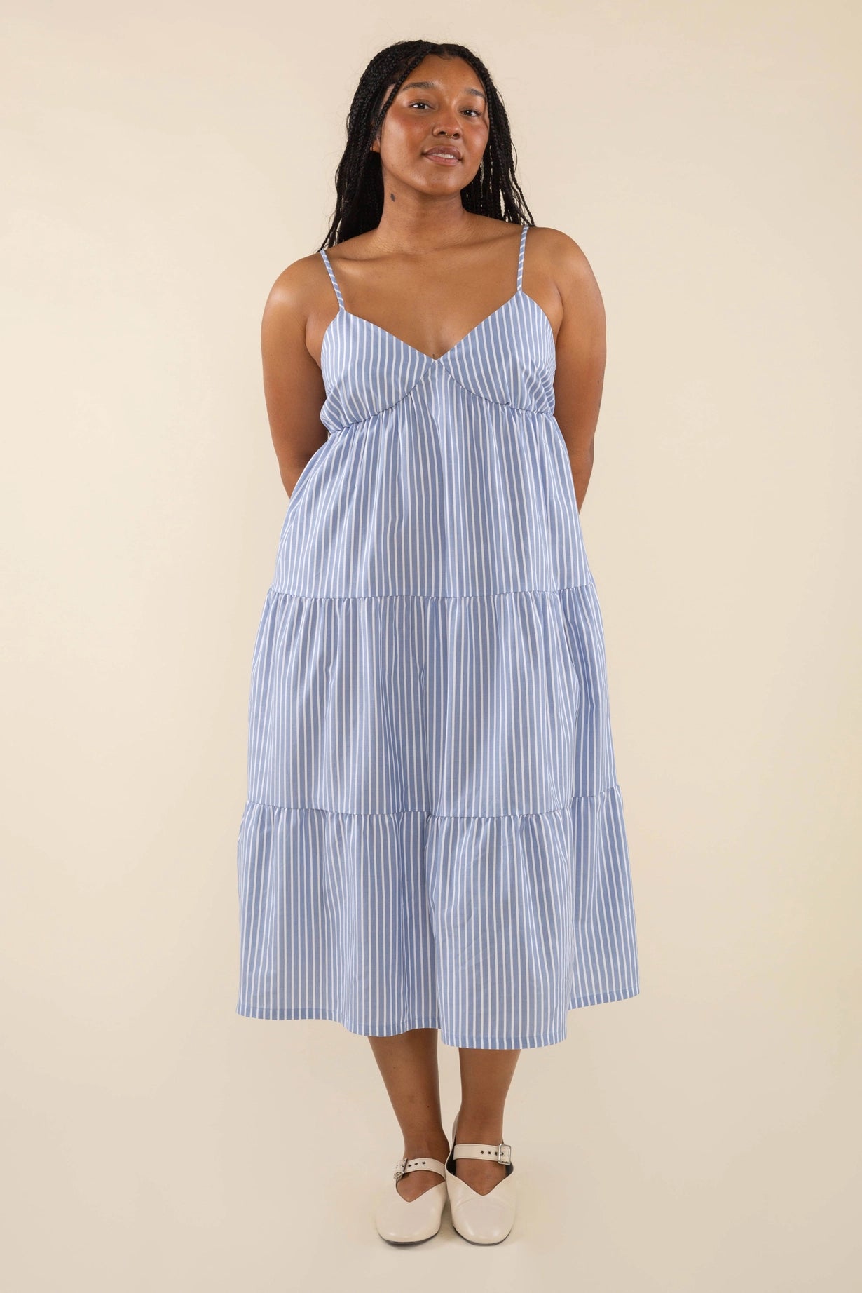 Colette Pinstripe Midi Dress