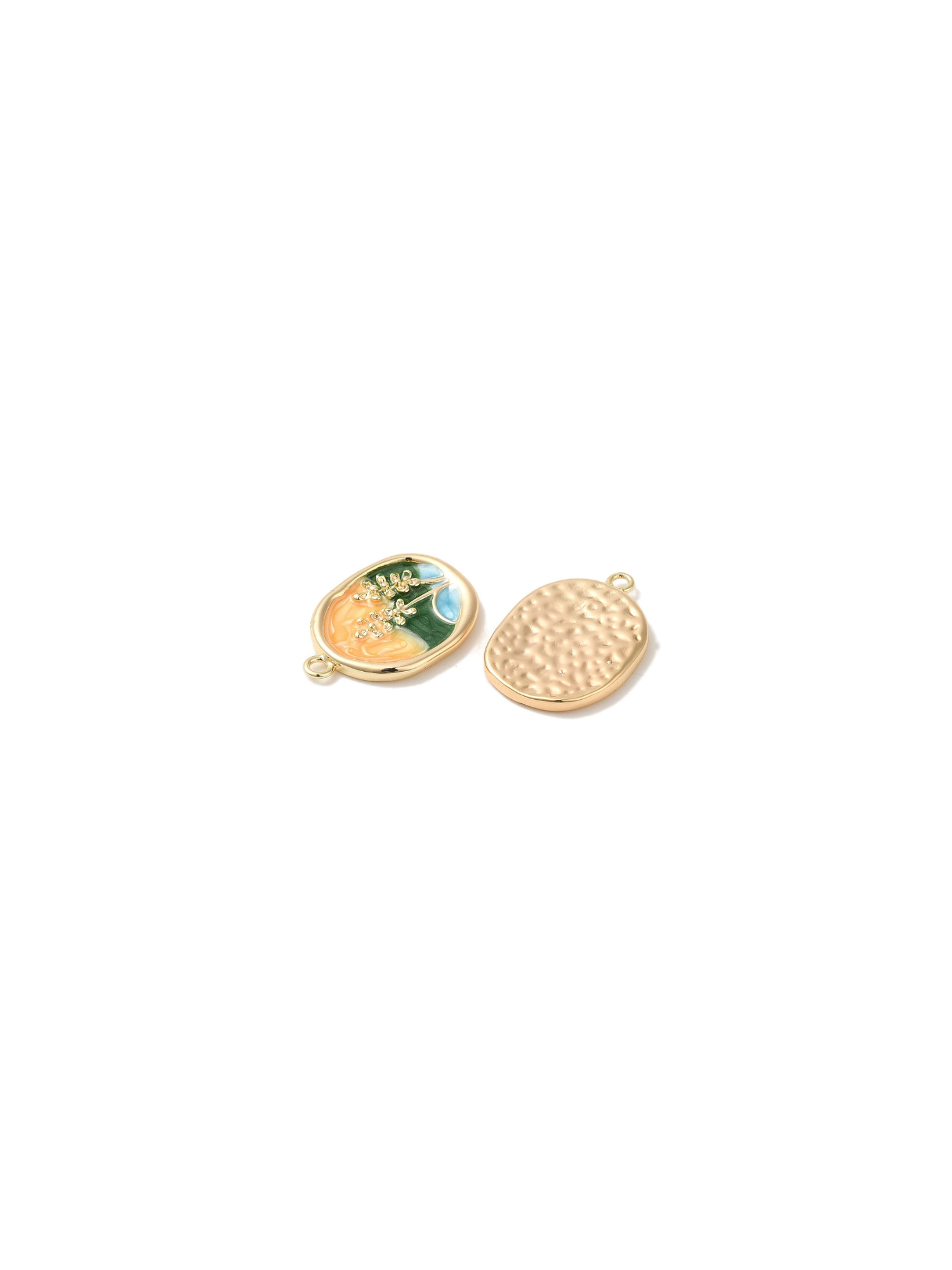 Gold Floral Portrait Pendant Charm