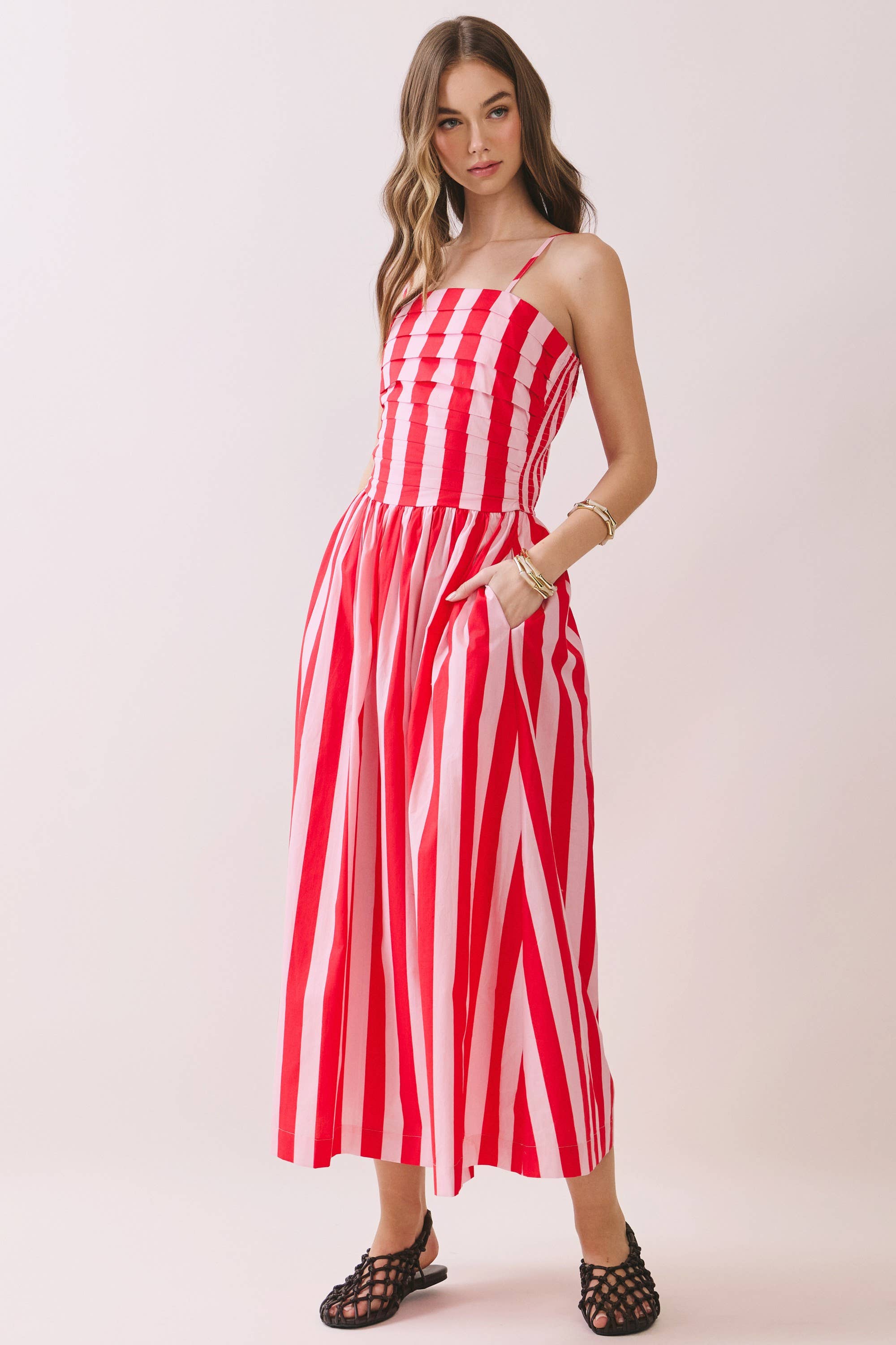 Retro Candystriper Midi Dress