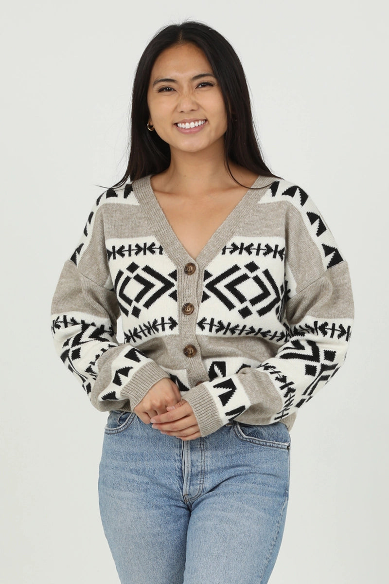 Geometric Cropped Cardi