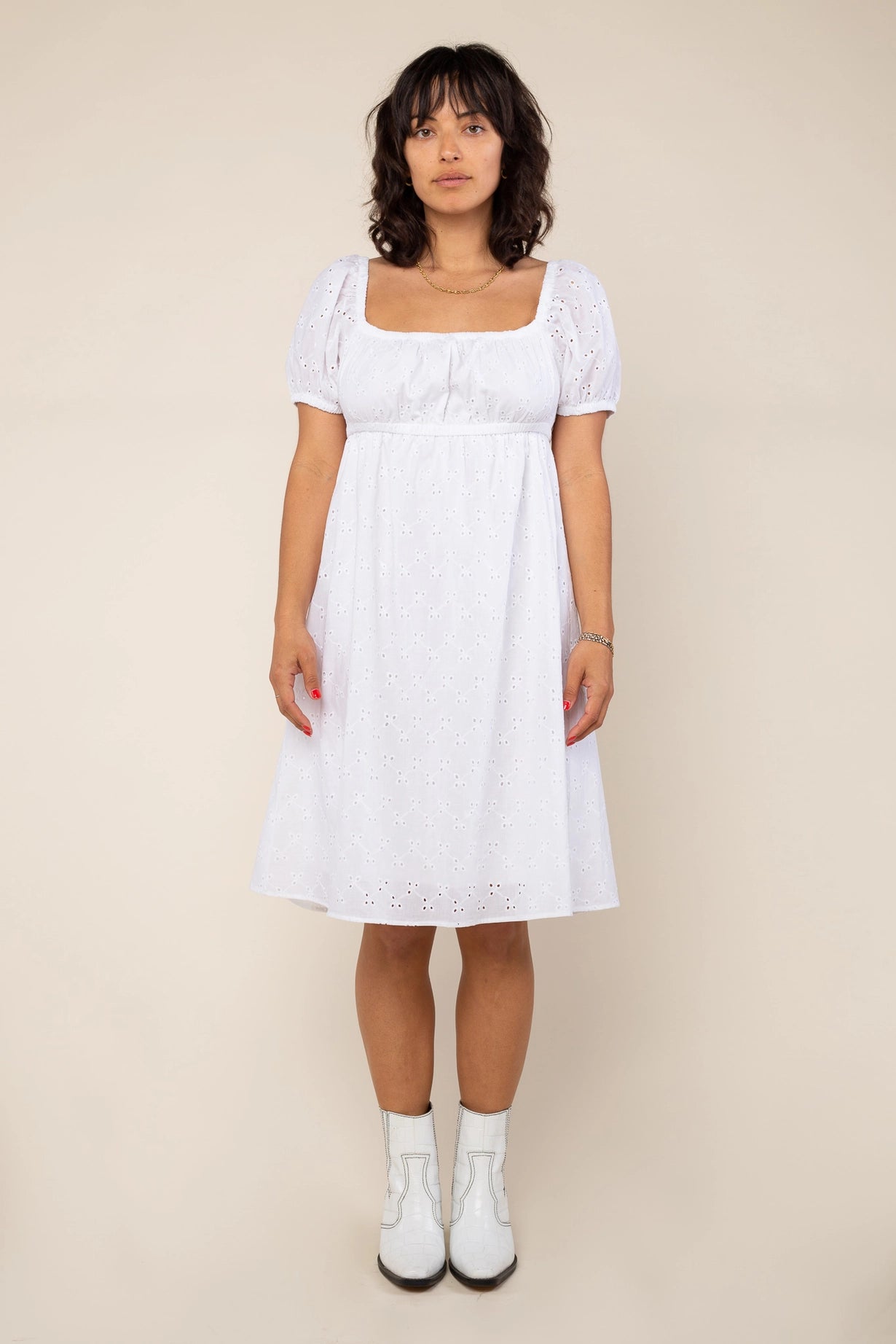 Cotton Poplin Eyelet Dress
