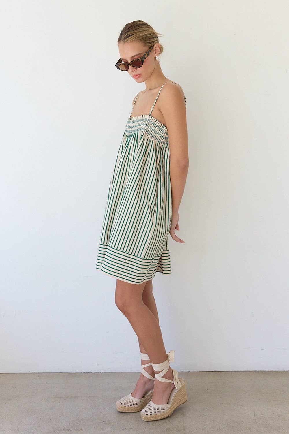 Emerald Stripe Babydoll Dress