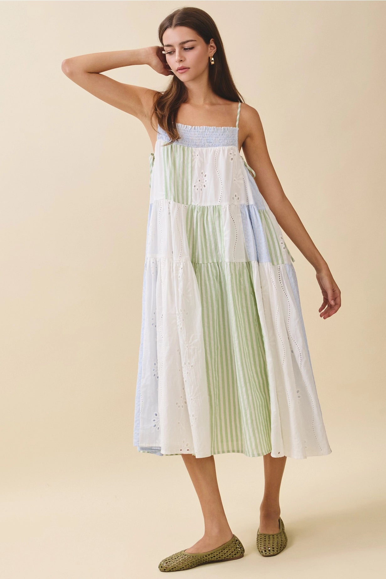 Breezy Day Patchwork Midi Dress
