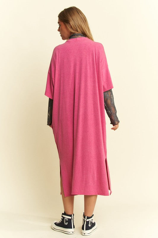 Side Slit T-Shirt Dress (Berry)