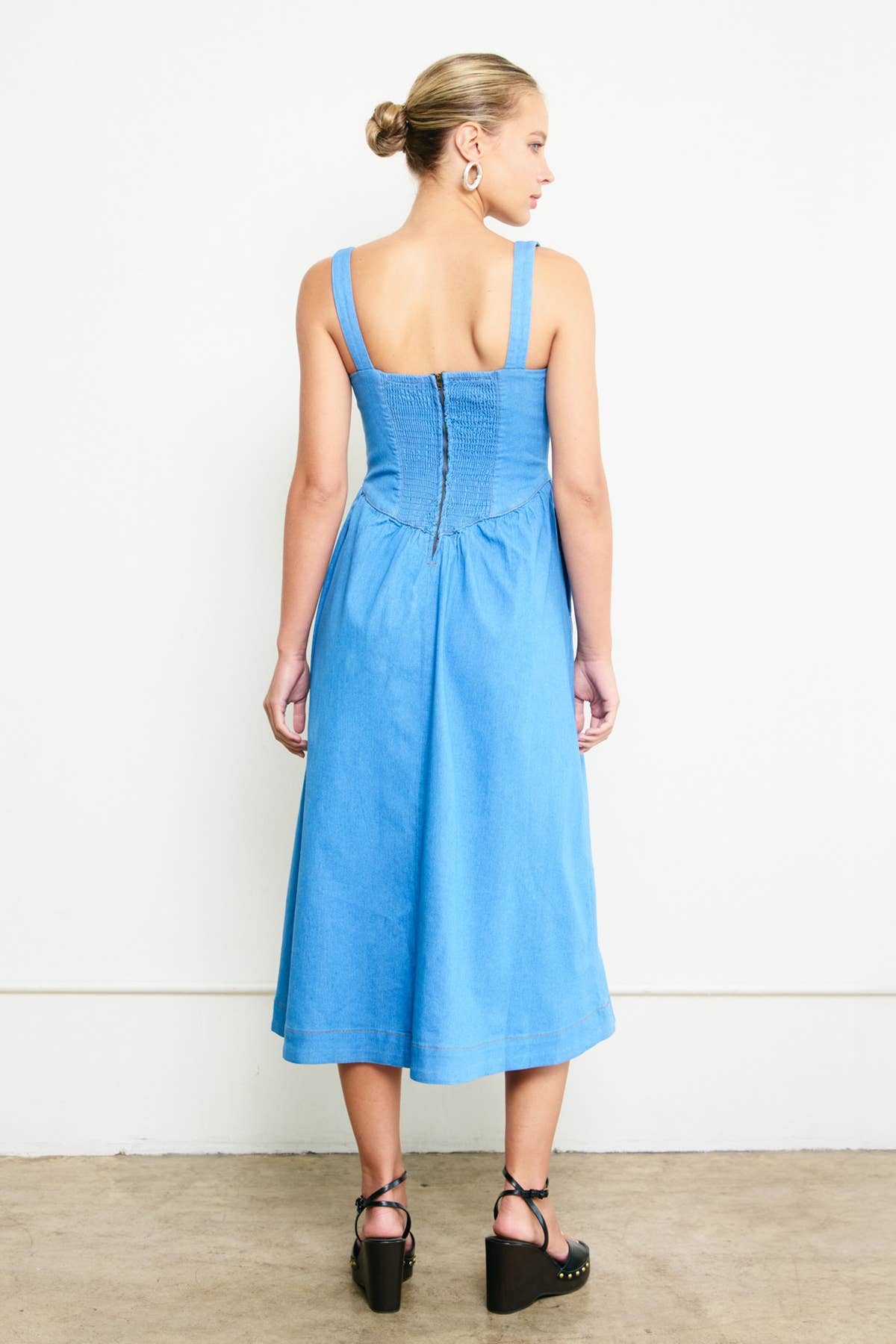 Doodle-Embroidered Denim Sundress