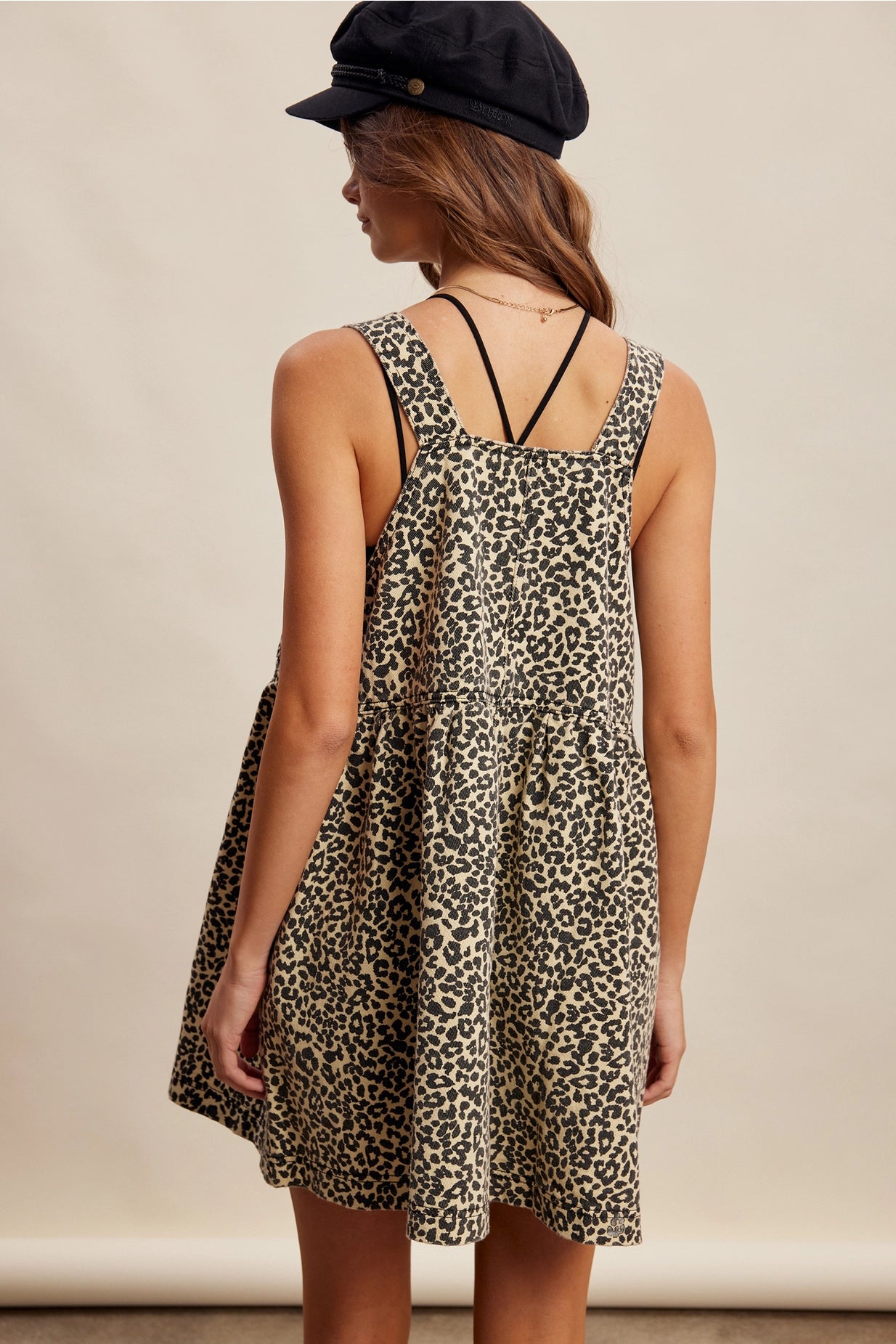 Leopard Button-Front Overall Minidress