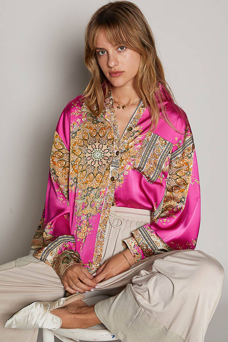 Silky Paisley Button-Down