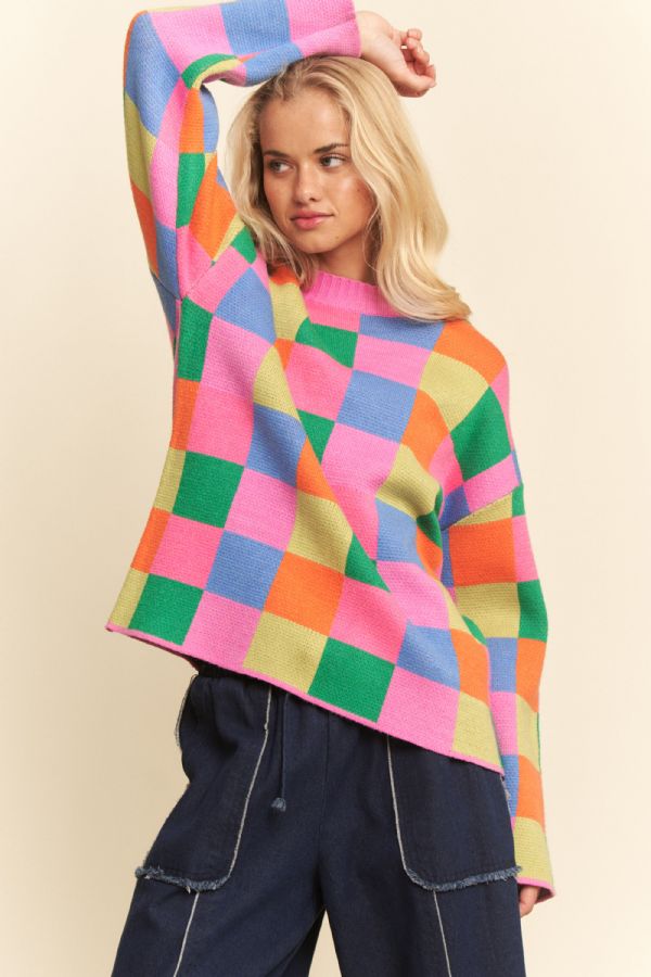 Rainbow Checkerboard Sweater