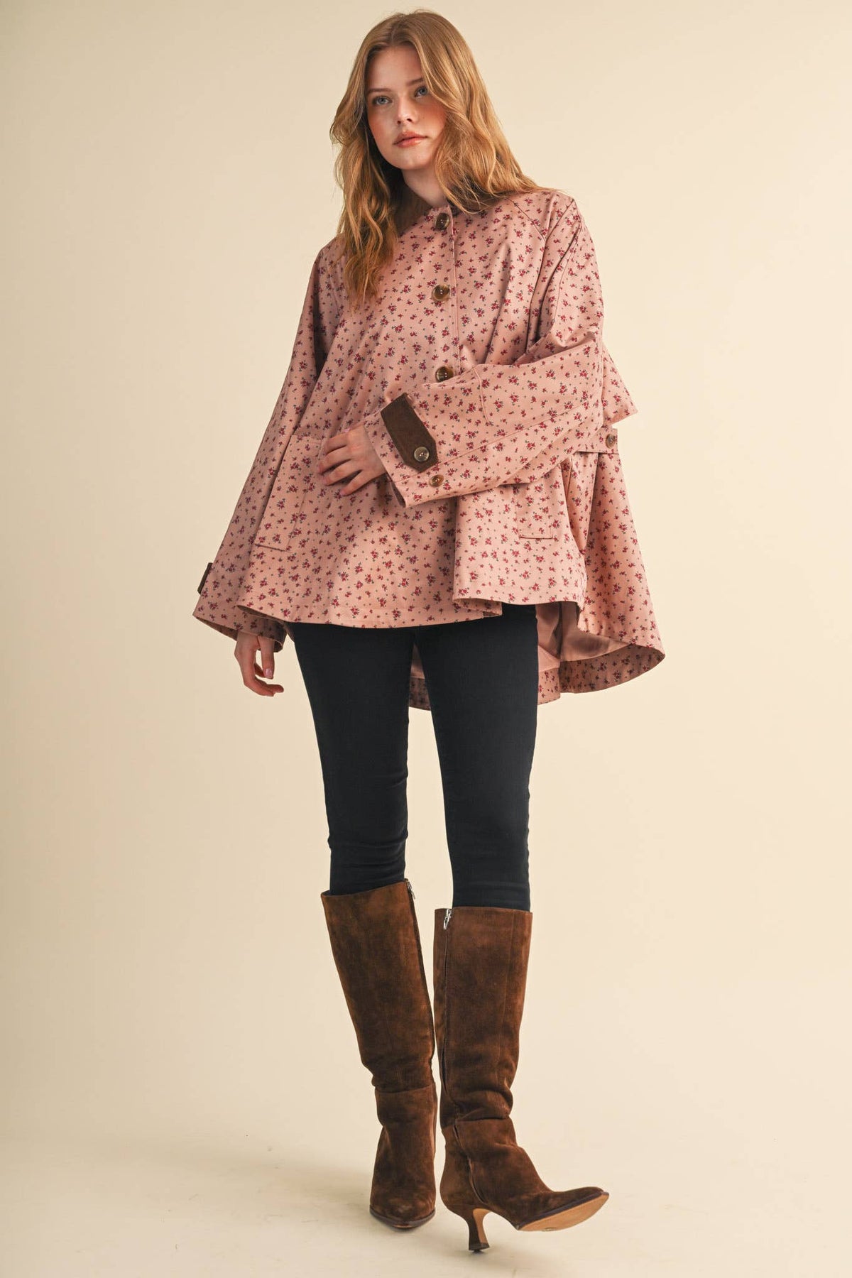 Olivia Floral Swing-Style Barn Jacket (Rose)