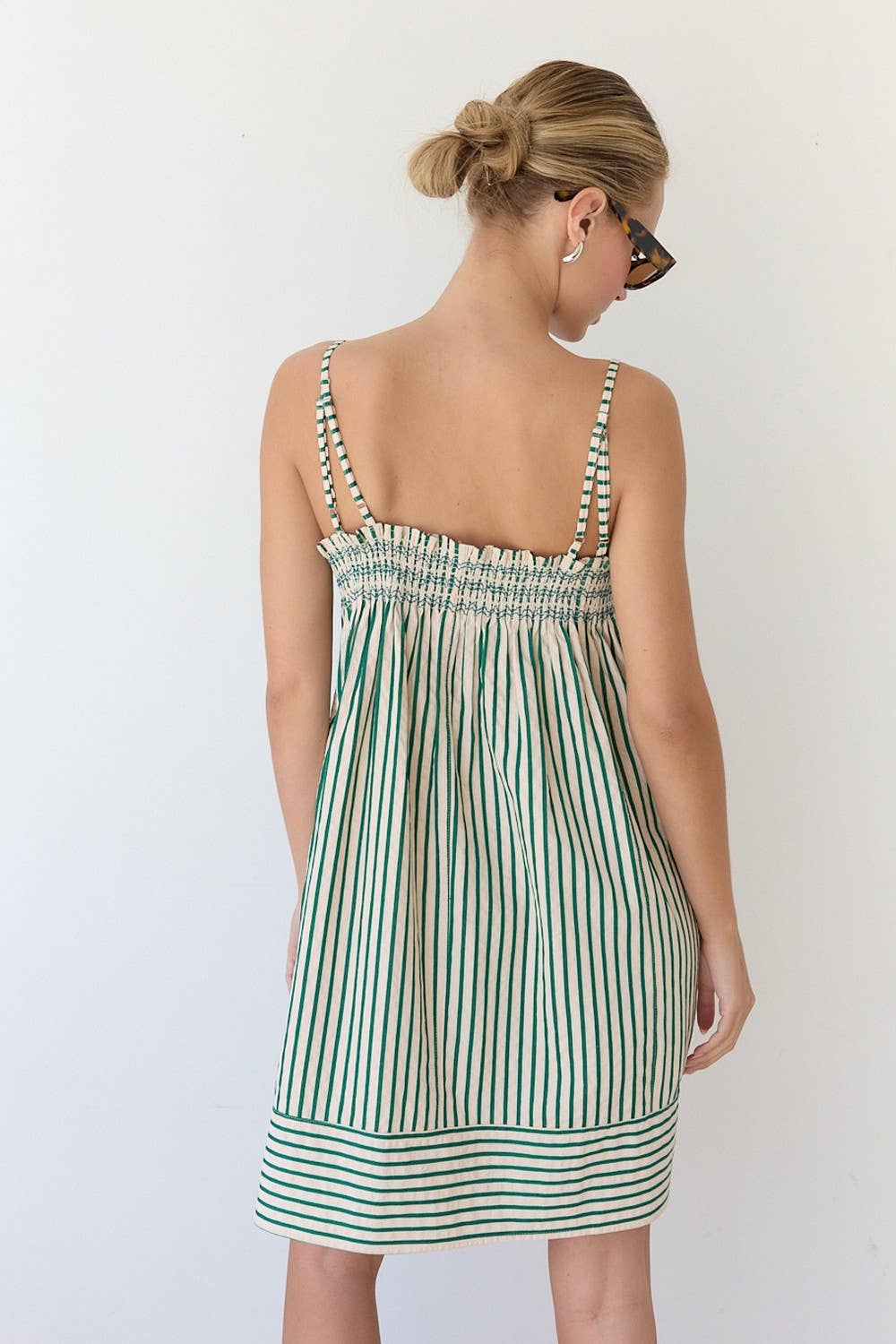 Emerald Stripe Babydoll Dress